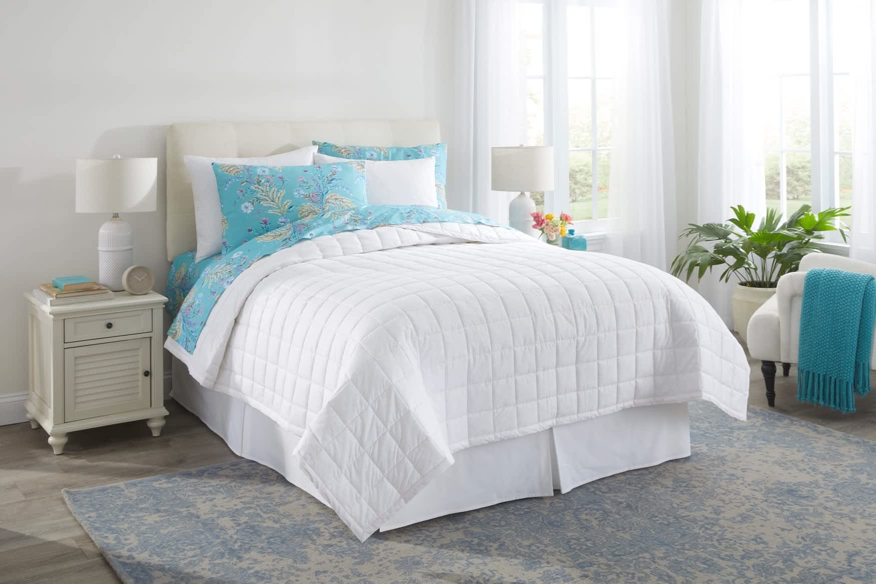 BrylaneHome 198752630672 Box Stitch Quilt Set