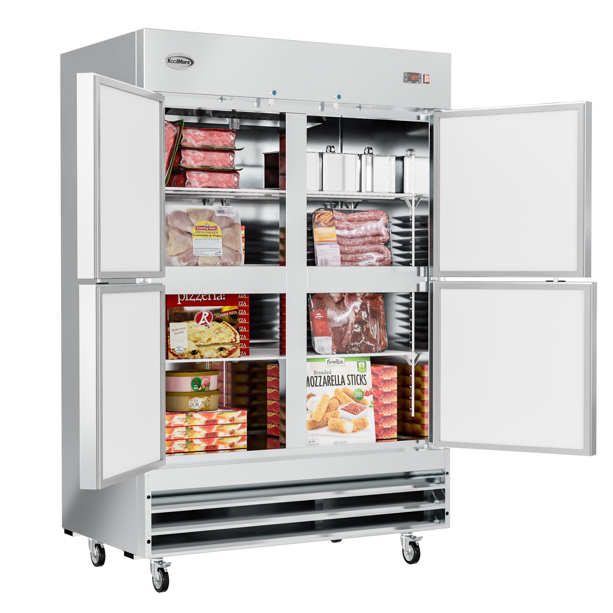 Elite Kitchen Supply 17.7 Cu. ft. Auto-defrost Commercial Upright Reach-In Freezer in Stainless Steel, Silver