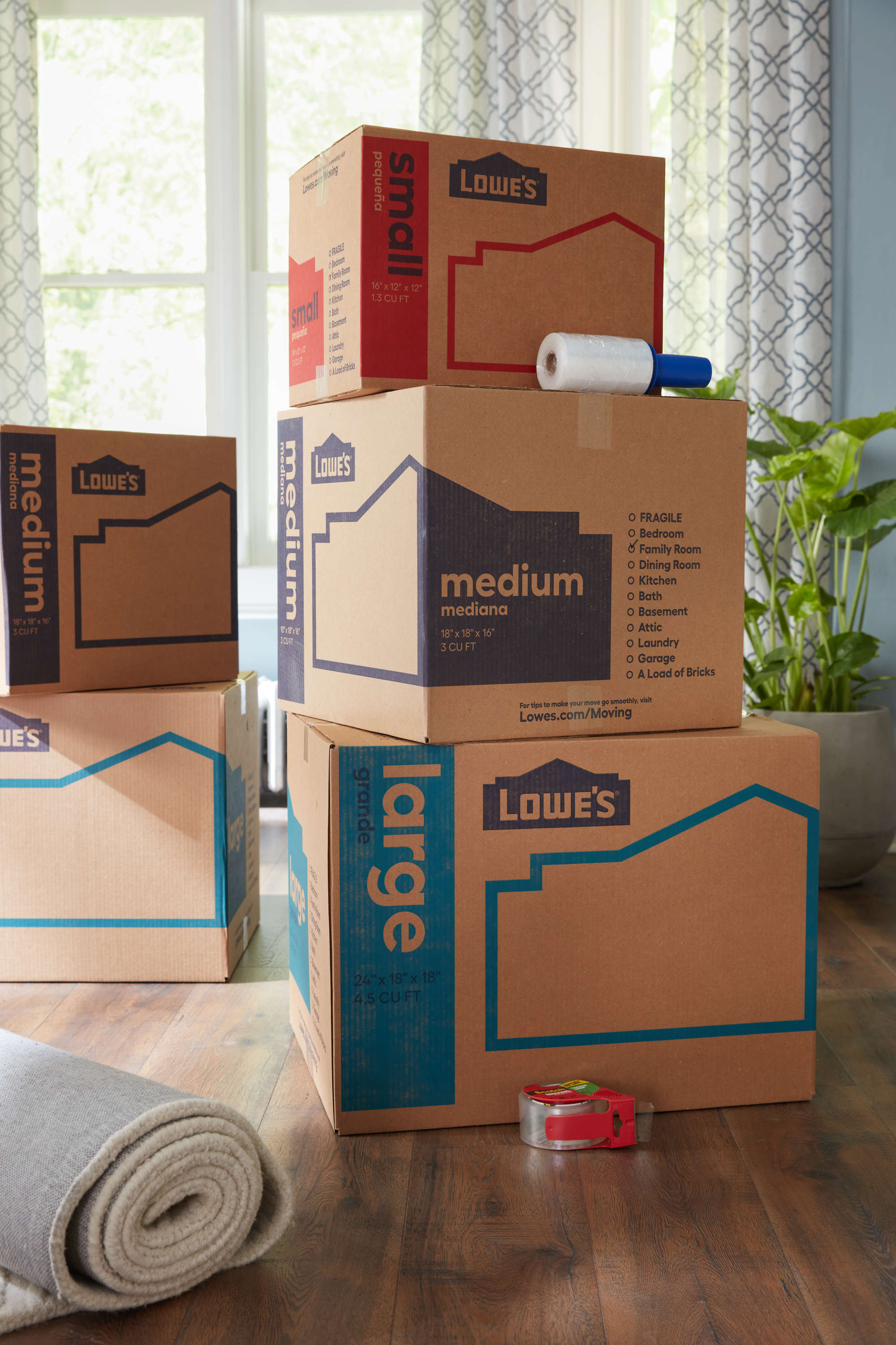 Lowe's 18-in W x 16-in H x 18-in D Classic Medium Cardboard Moving Box with Handle Holes