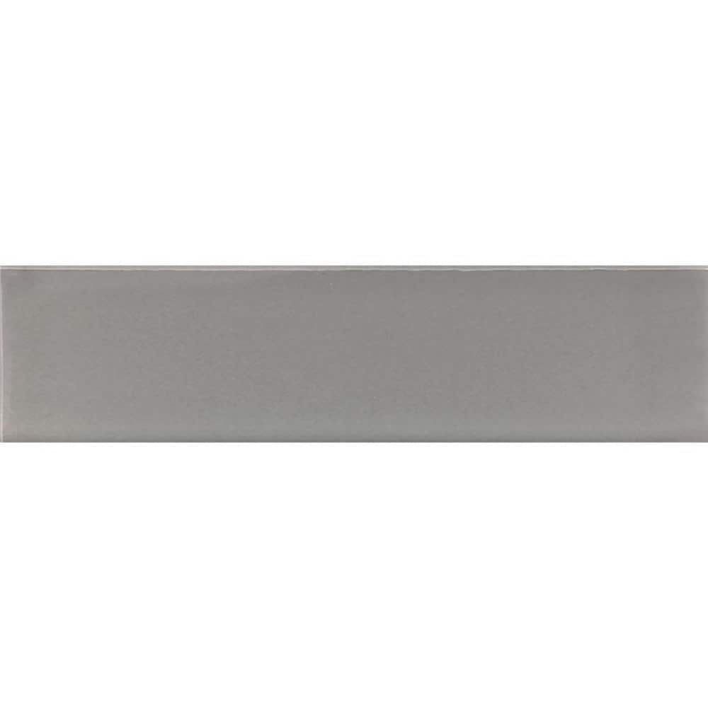 Apollo Tile (Sample) Colorway Slate Gray 4-in x 4-in Glossy Glass Brick Subway Floor and Wall Tile