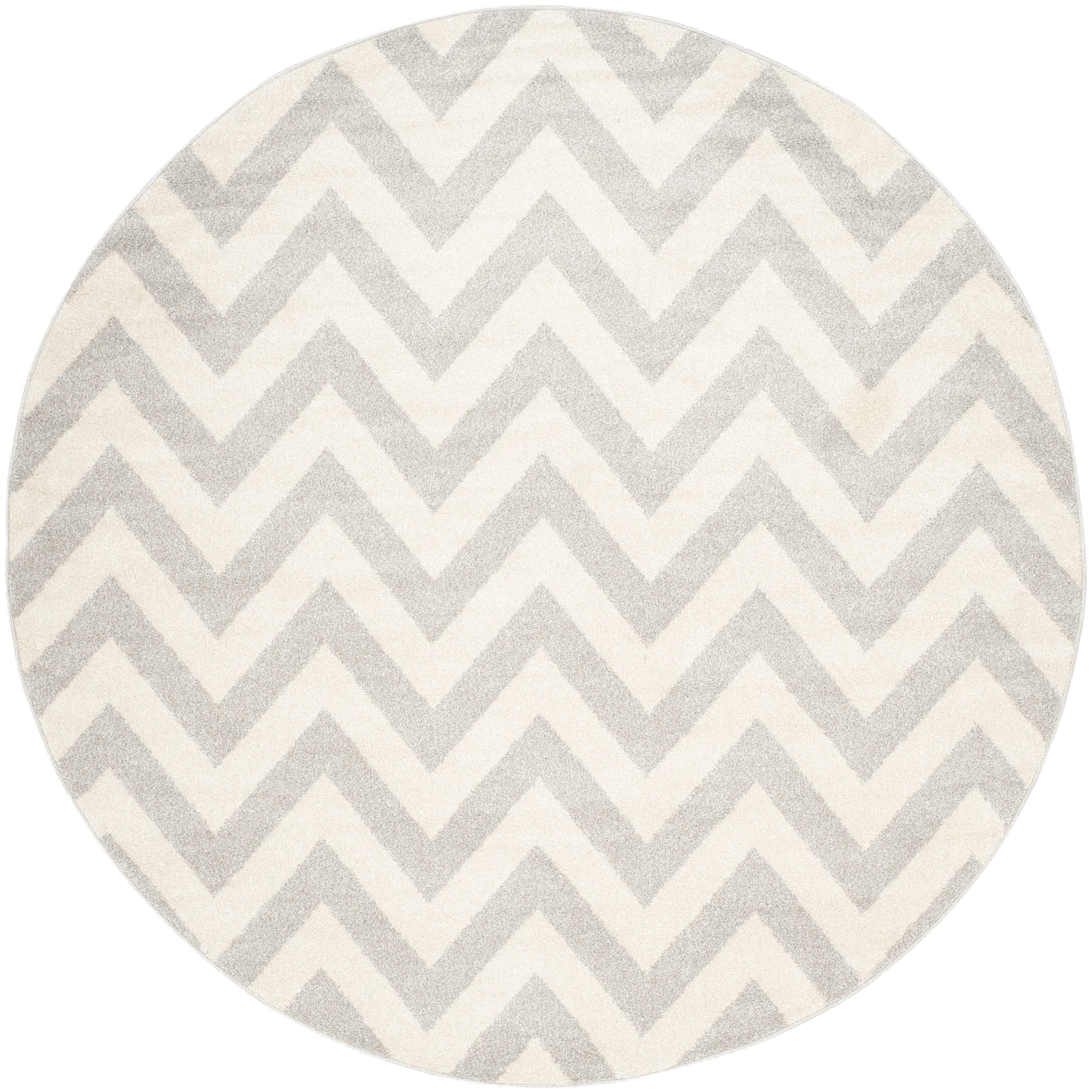 Safavieh AMT419B-7R Amherst Bellport 7 x 7 (ft) Loomed Synthetic Gray/Beige Round Indoor/Outdoor Chevron Area rug