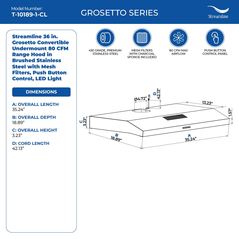 Streamline T-10189-1-CL Undercabinet-Range-Hoods - View #8