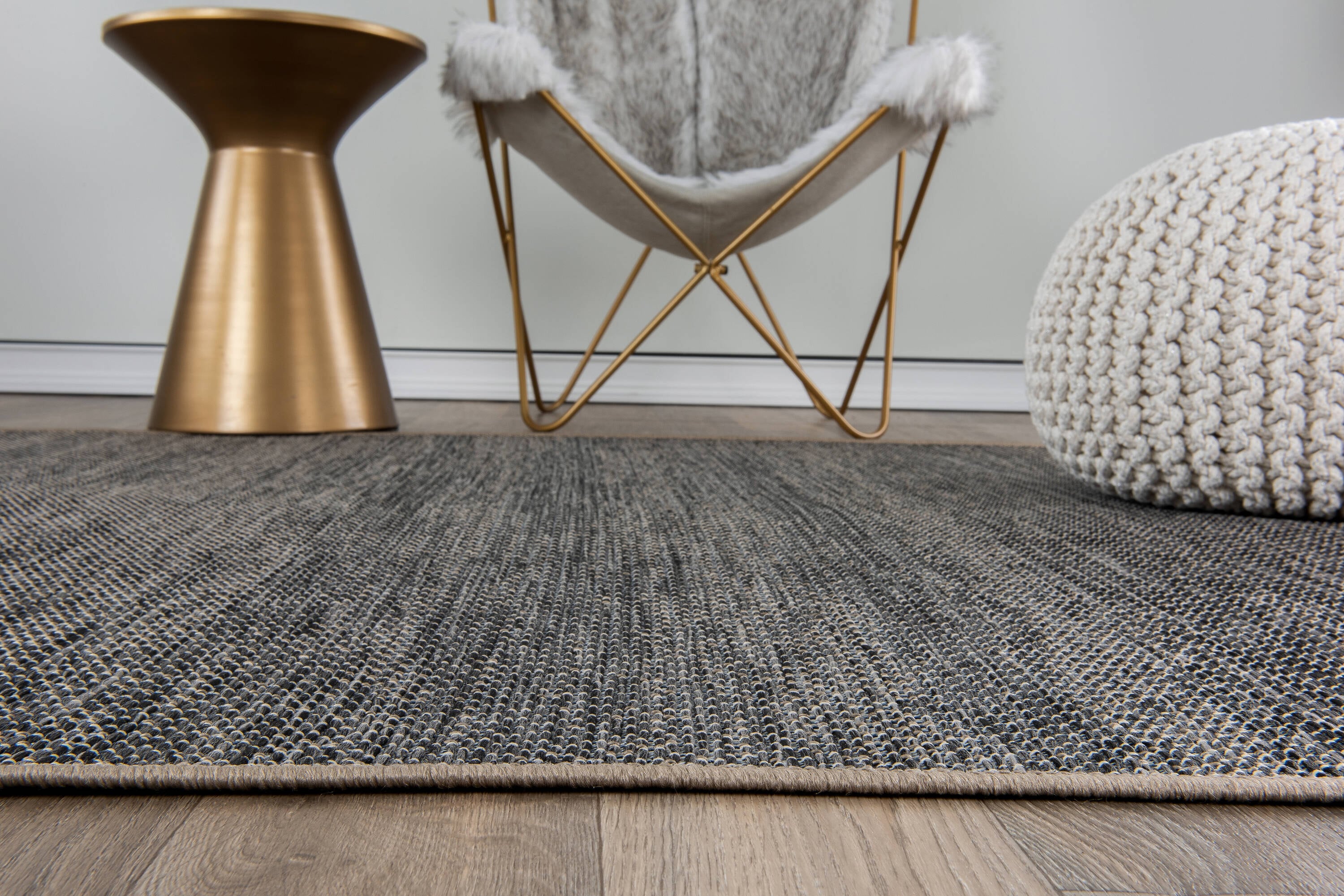 Dual-Use Modern Geometric Gray Flatweave 5' x 7' Rug