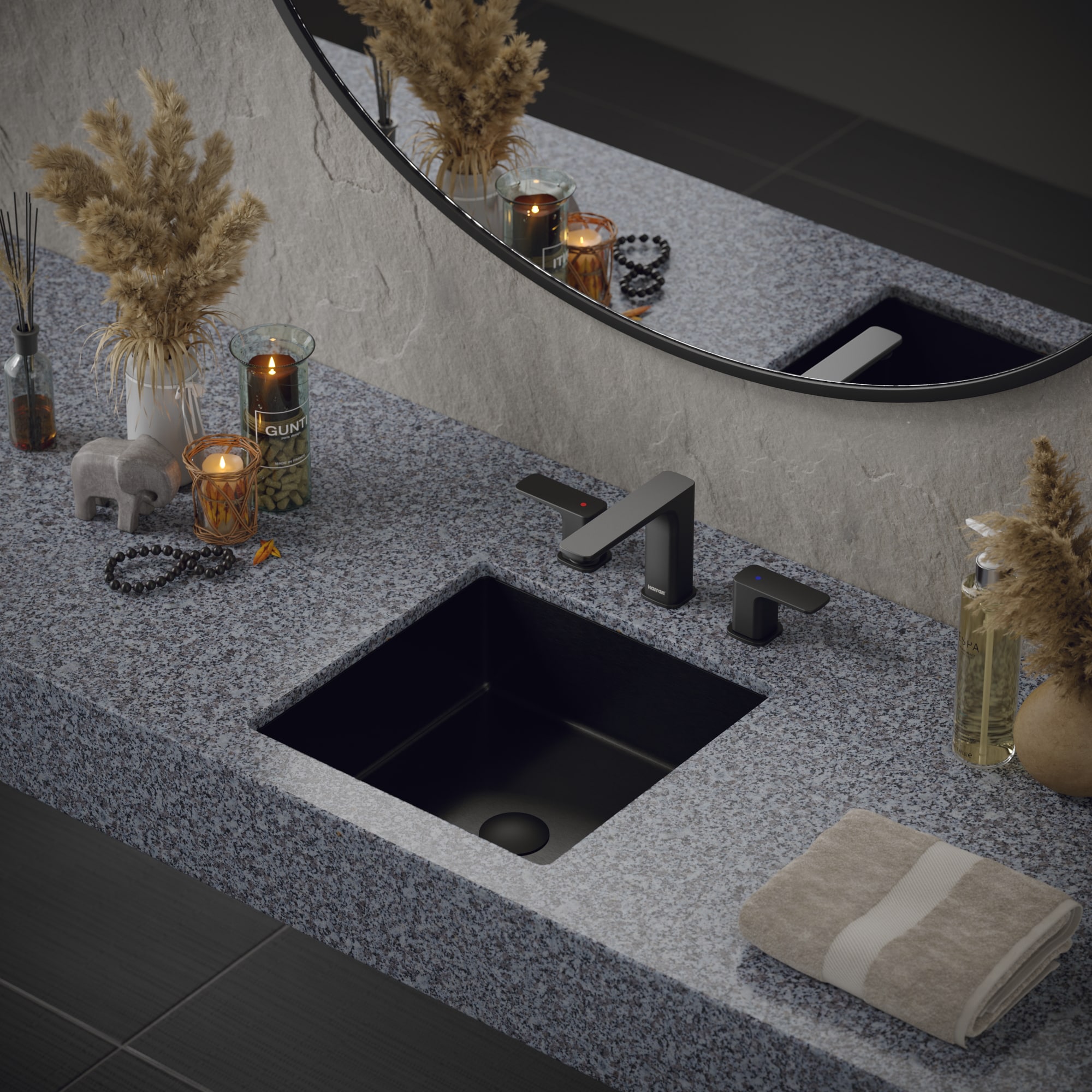 Karran CCU500GG Stainless steel Undermount Square Traditional Gunmetal Grey Bathroom Sink with Drain Included ( 15.75-in x 15.75-in )