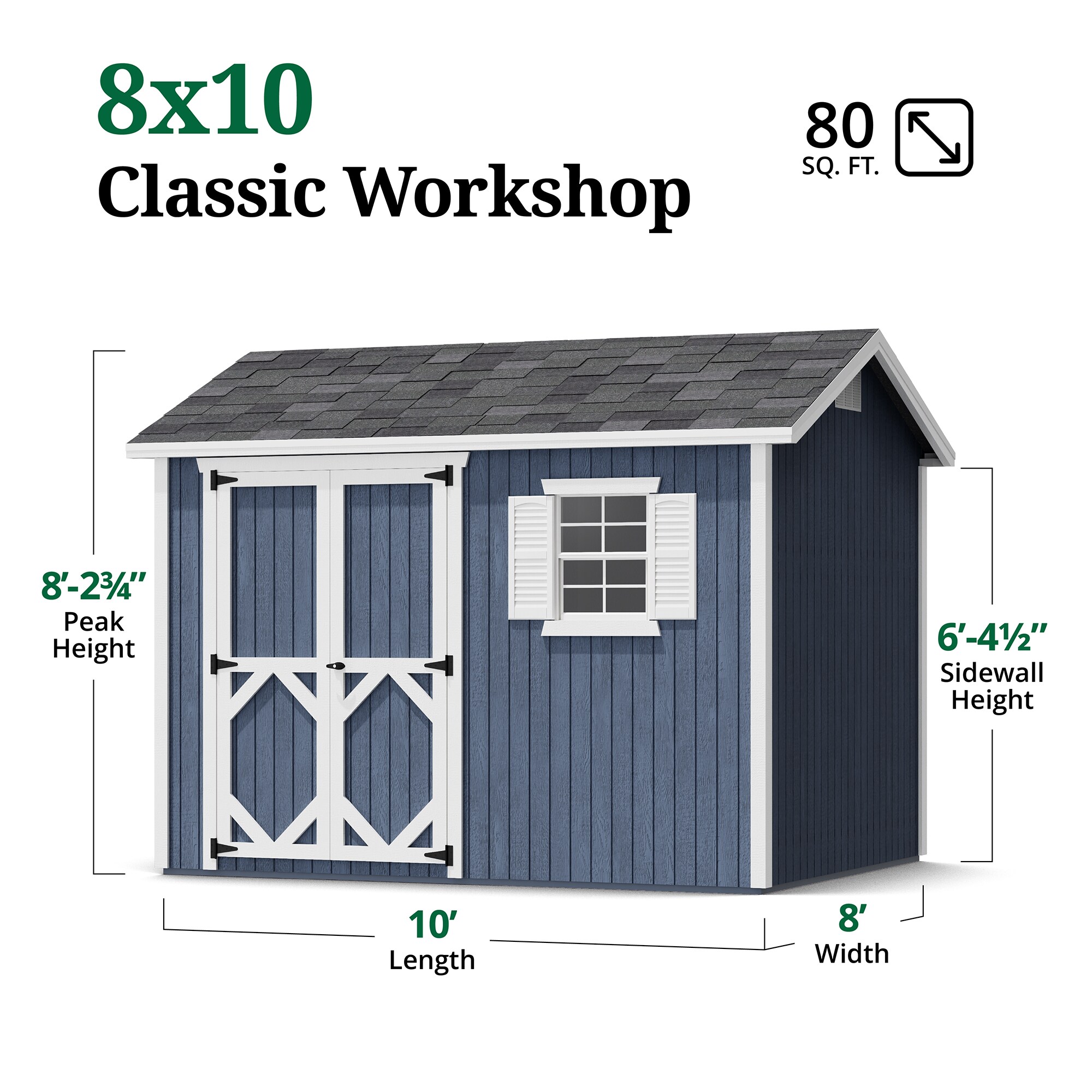 Little Cottage Co 8X10 CWS-PC Wood-Storage-Buildings - View #3