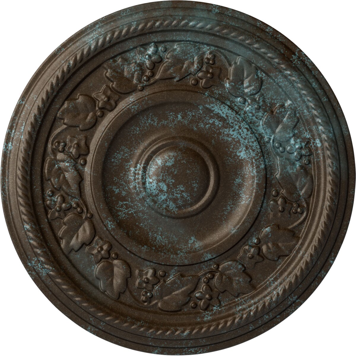 Ekena Millwork CM16TYBBS Tyrone 16.125-in W x 16.125-in L Painted Bronze Blue Patina Polyurethane Whole Ceiling Medallion