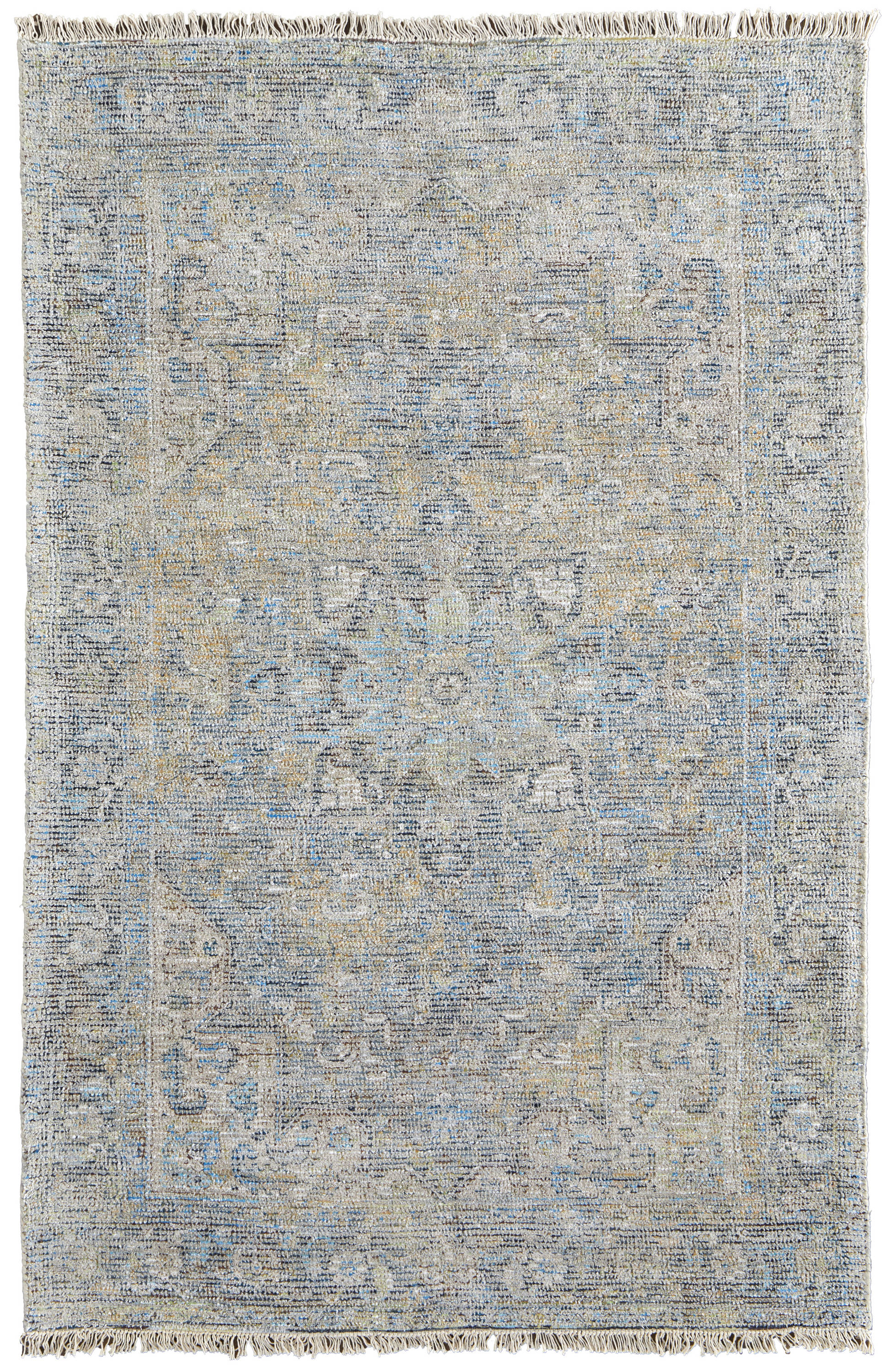 Spa Blue & Warm Gray Handmade Tufted Wool-Viscose Blend Area Rug - 2' x 3'