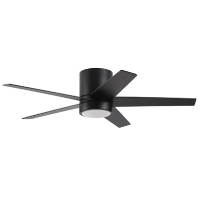 Harbor Breeze Quonta 52 In Matte Black Led Indoor Flush Mount Ceiling Fan With Light 5 Blade The Fans Department At Com - Small Hugger Ceiling Fan No Light