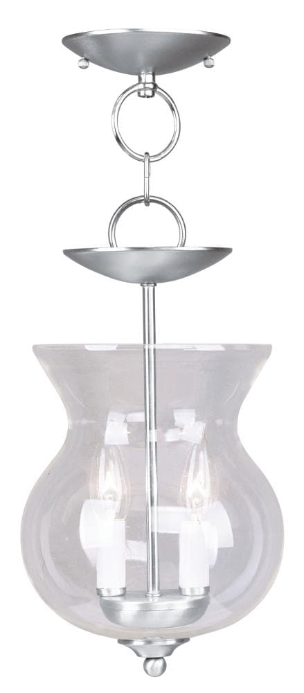 Livex Lighting 4393-91 Legacy 2-Light Brushed Nickel Traditional Clear Glass Urn Mini Hanging Pendant Light