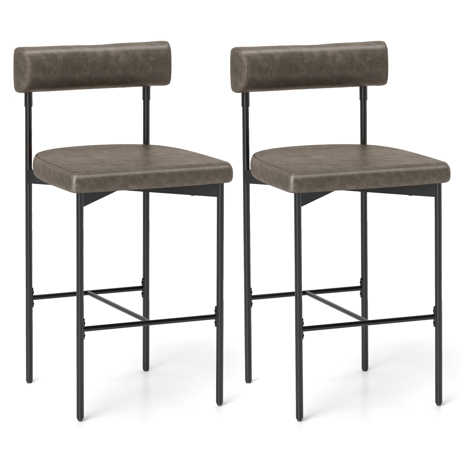  ID11788GR26 Bar Stools Gray 26-in H Counter height Contoured seat Upholstered Metal Bar Stool and Back