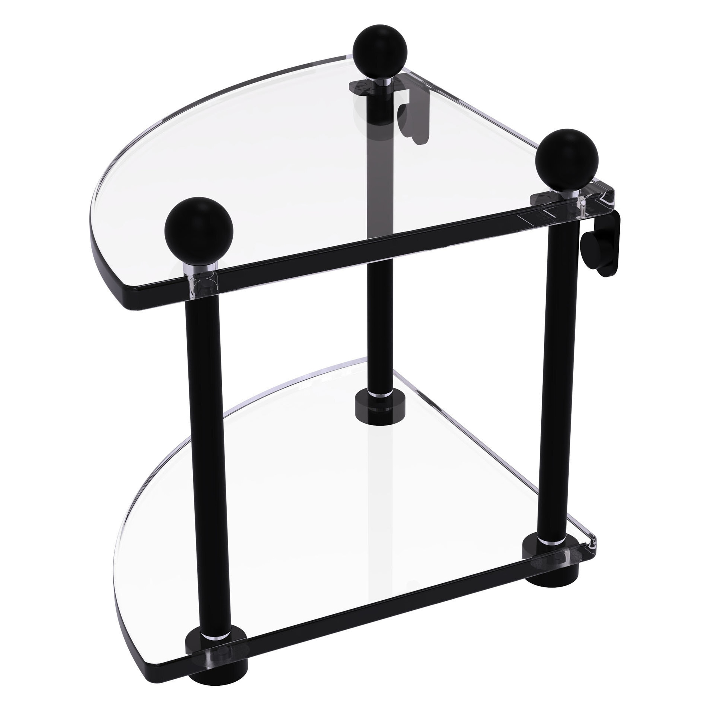 Allied Brass PR-3-BKM Prestige Regal Matte Black 2 -Tier Wall mount Corner Bathroom Shelf ( 8-in x 8-in x 8-in )