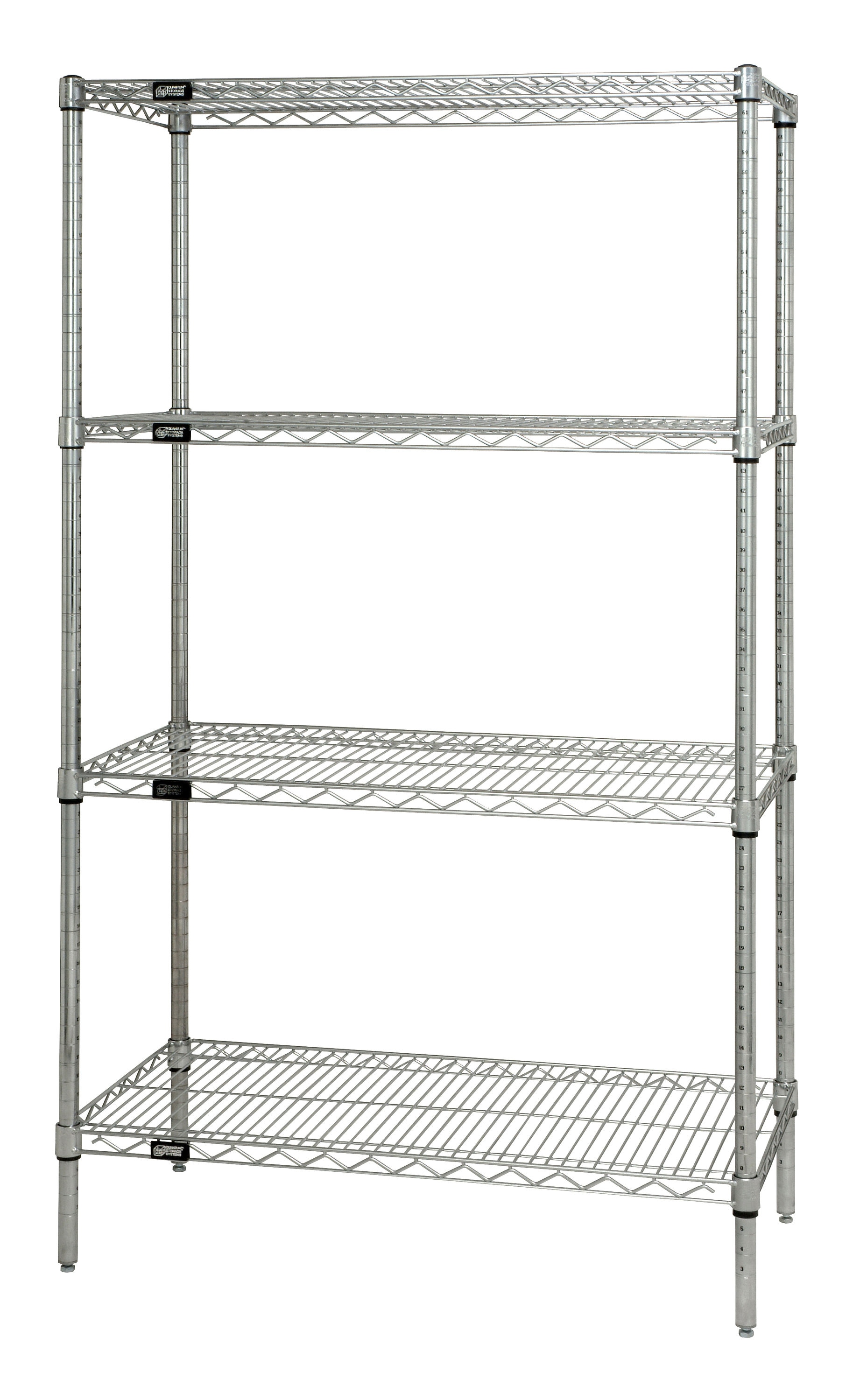 Chrome Finish 1 Width x 24 Length x 4 Height Quantum Storage Systems SL24 Side Ledge for 24 Deep Wire Shelving Units 