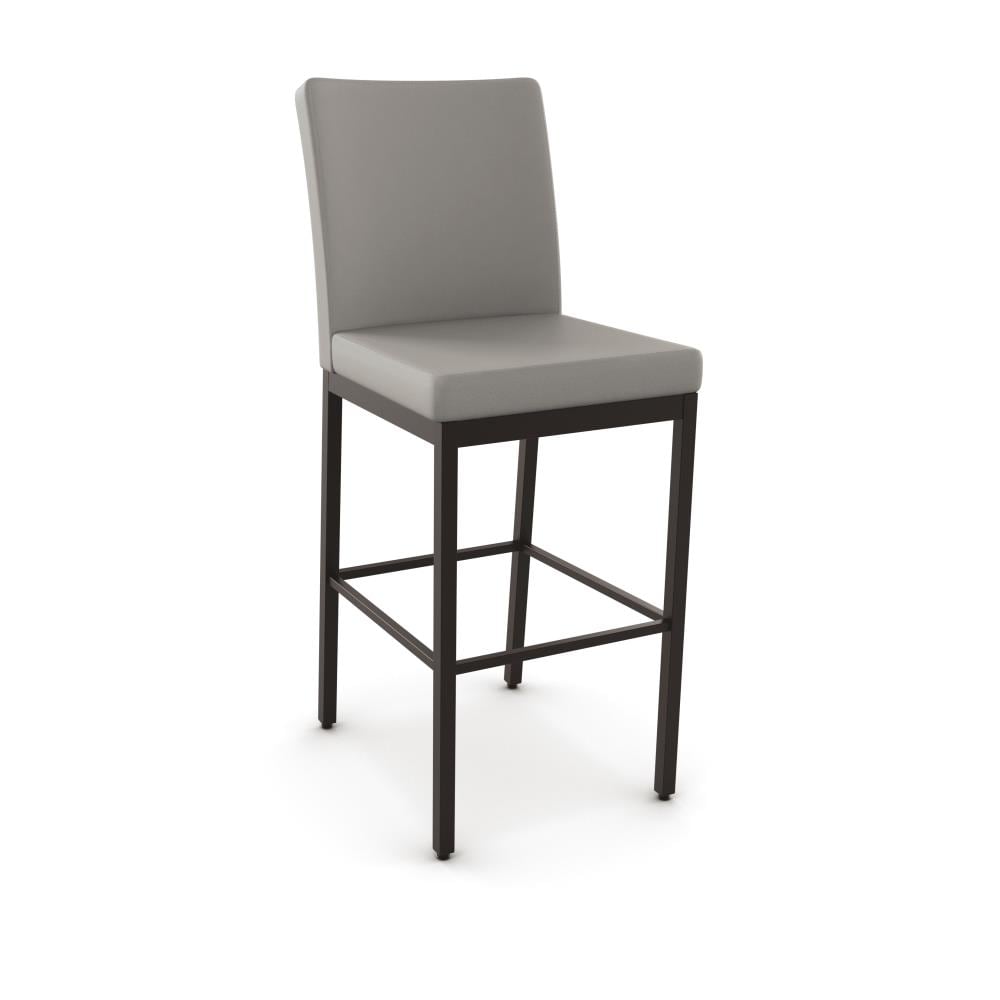 Amisco 45312-26WE/1B75DDF4 Perry Taupe Grey Faux Leather / Dark Brown Metal 25.88-Inches H Counter height Square seat Upholstered Metal Bar Stool and Back