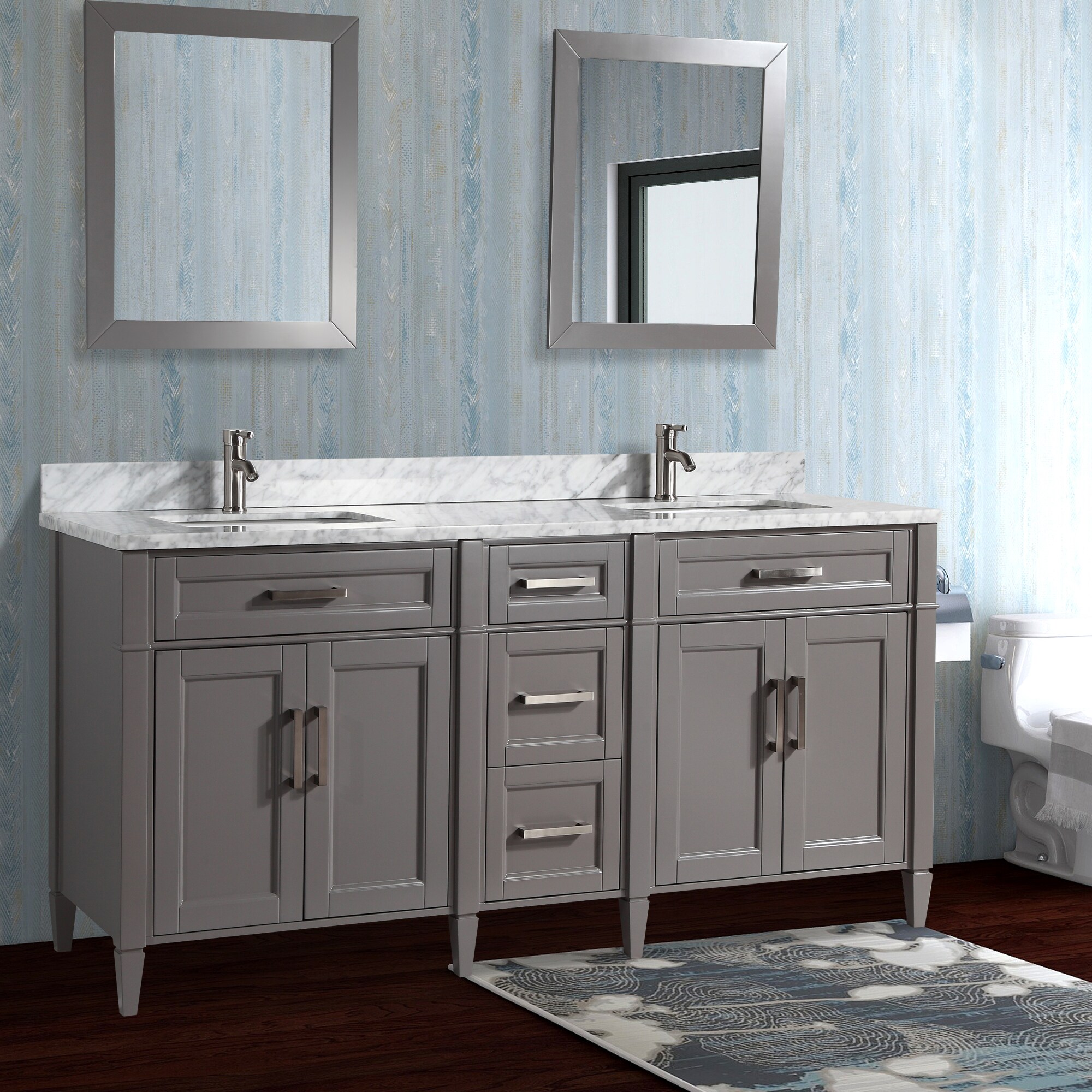 Vanity Art Savona 72-in Grey Undermount Double Sink Bathroom Vanity ...