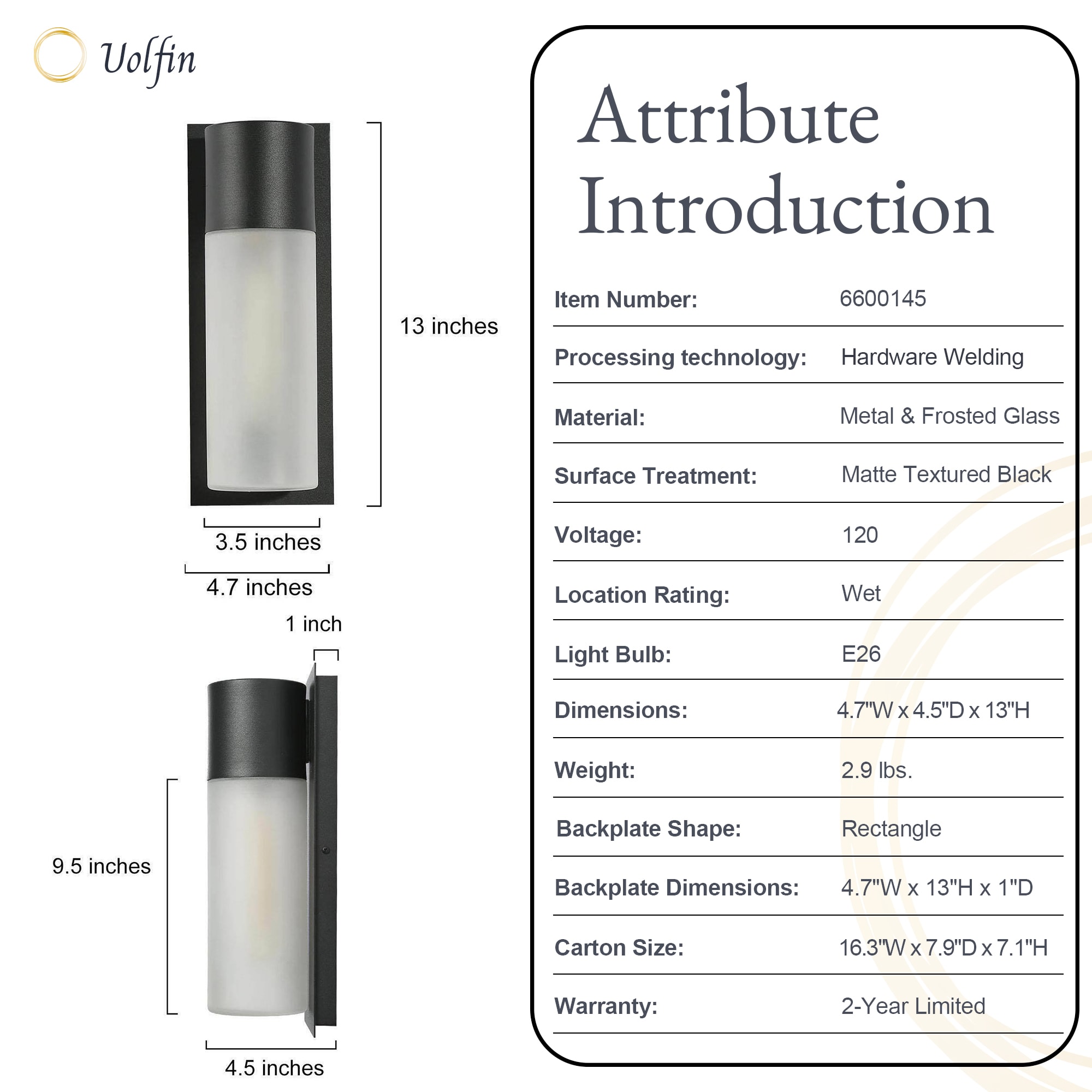Uolfin EEABJF-LWS24739-68 Outdoor-Wall-Lighting - View #3