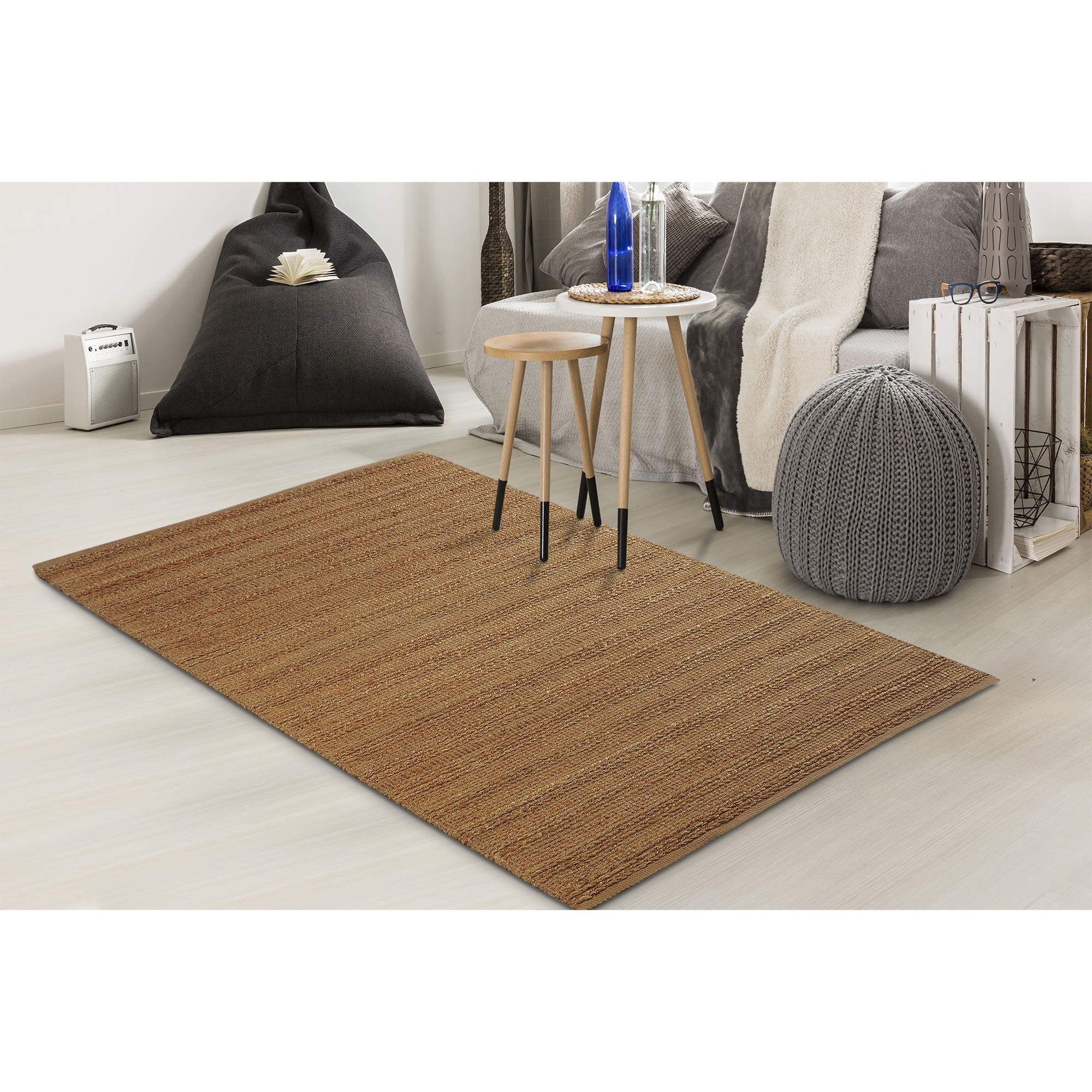 LR Home 0142A1084934J8 9 x 12 (ft) Jute Natural Rectangular Indoor Solid Rustic Area rug