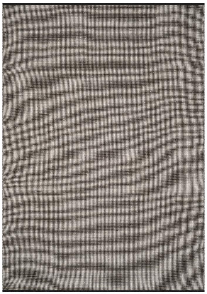 Ivory & Black Hand-Woven Cotton and Wool Area Rug - 5' x 8'
