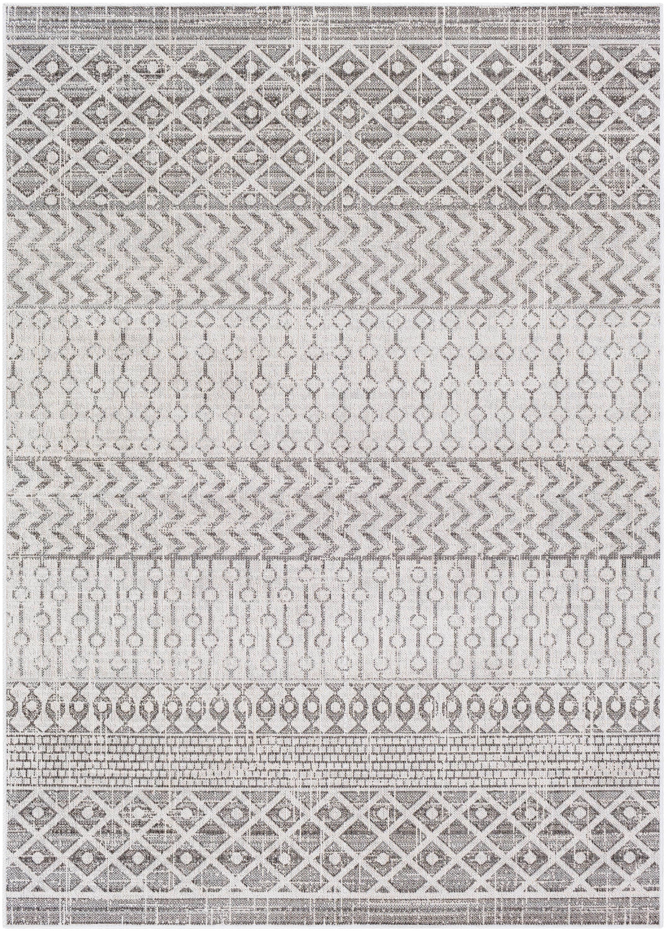Surya VRD2305-5373 Veranda 5 X 7 (ft) Black Indoor/Outdoor Medallion Global Area Rug