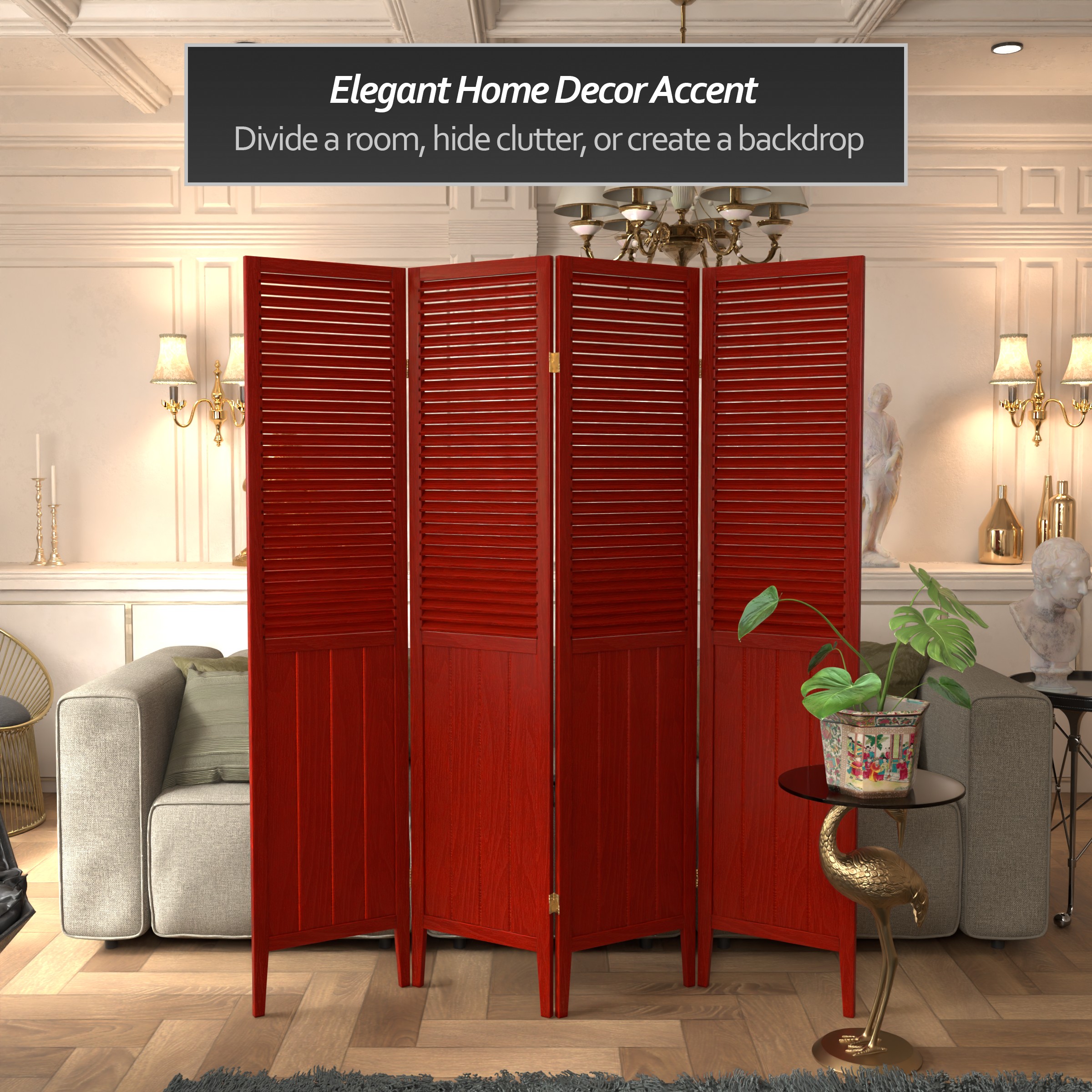 Oriental Furniture SS-BEAD-ROSEWOOD-4P Indoor-Privacy-Screens - View #3