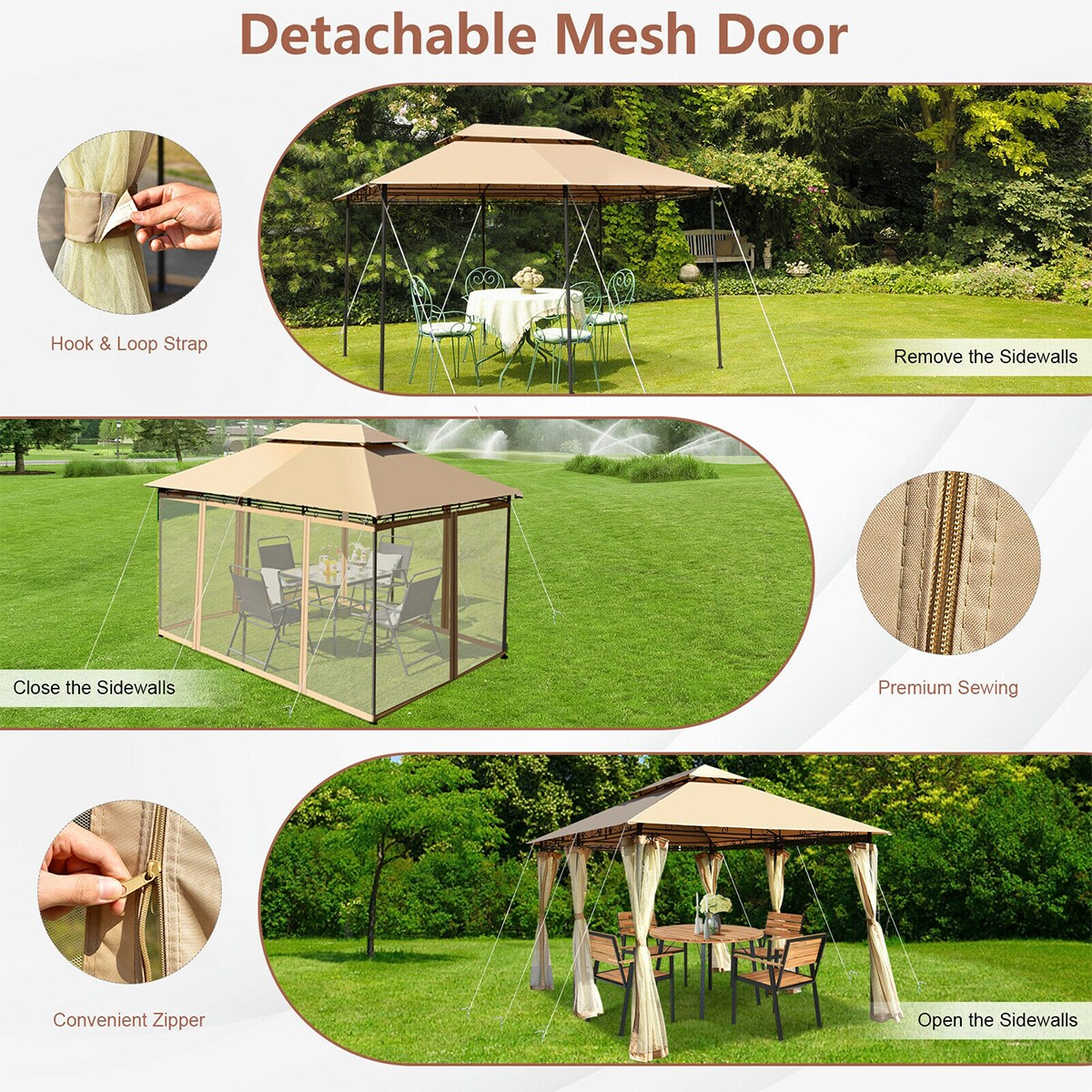 WELLFOR TDZ10354CF Wood-Resin-Gazebos - View #2