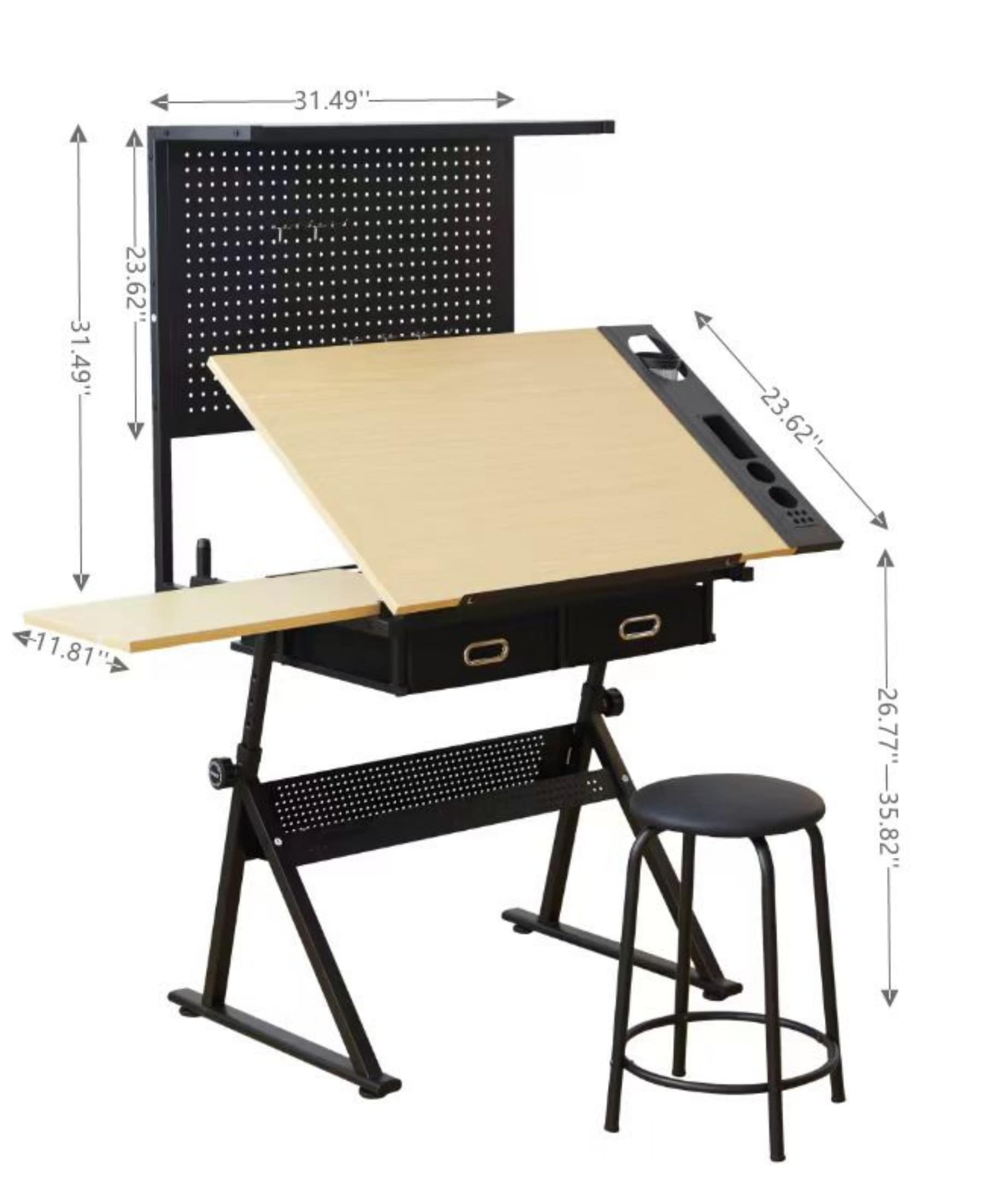 Maocao Hoom JL1138247 50-in Brown Modern/Contemporary Drafting table with Chair