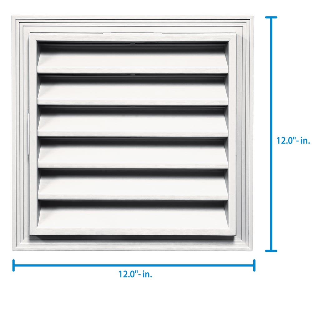 Builders Edge 12-in x 12-in Bright White Square Vinyl Gable Louver Vent ...