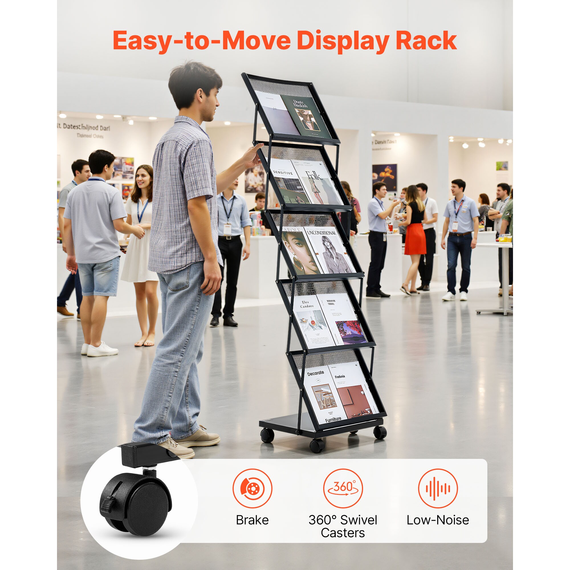 GIVIMO 5-Pocket Foldable Brochure Display Rack Metal Magazine ...