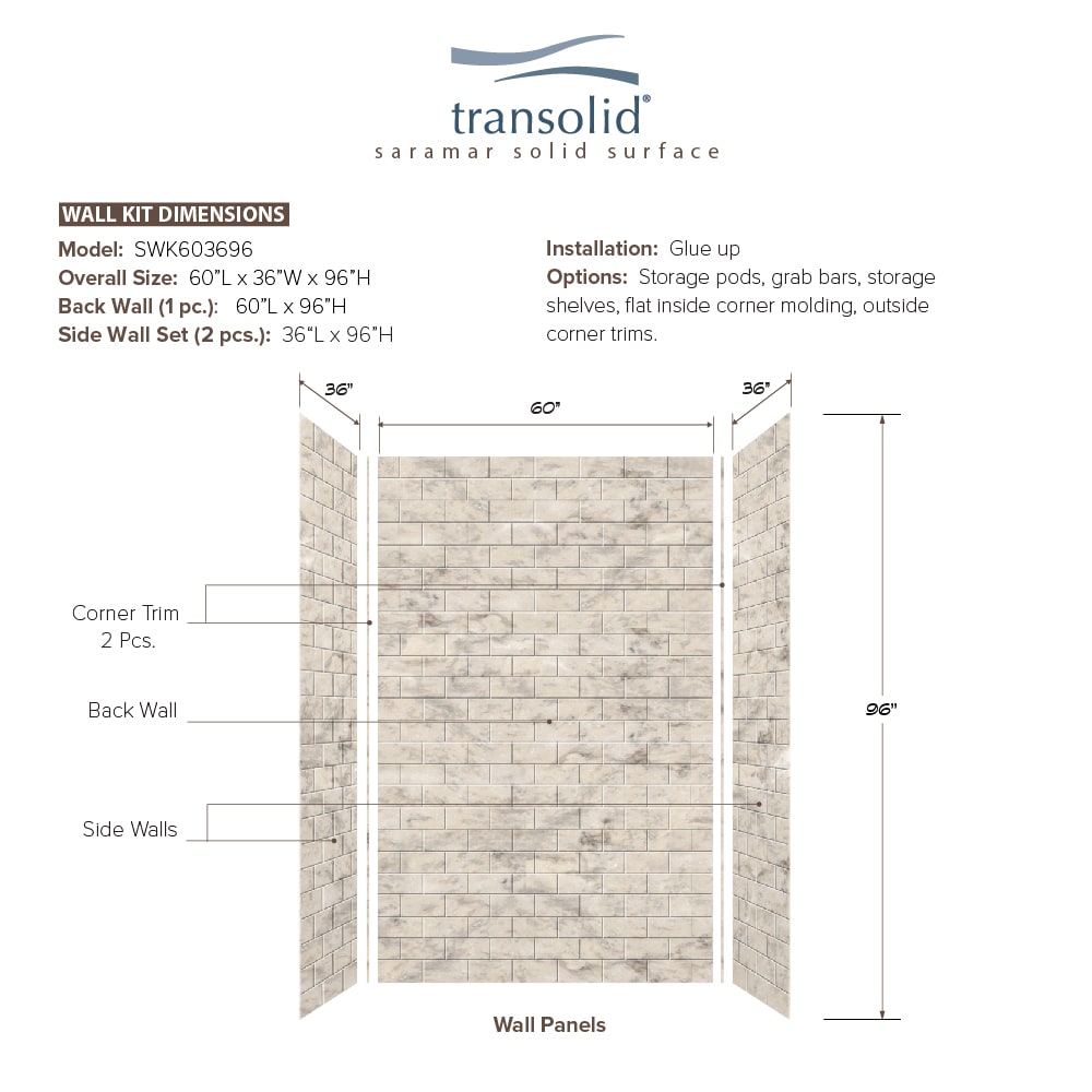 Transolid SaraMar 60-in W x 36-in D x 96-in H Sand Creme 3-Piece Glue ...