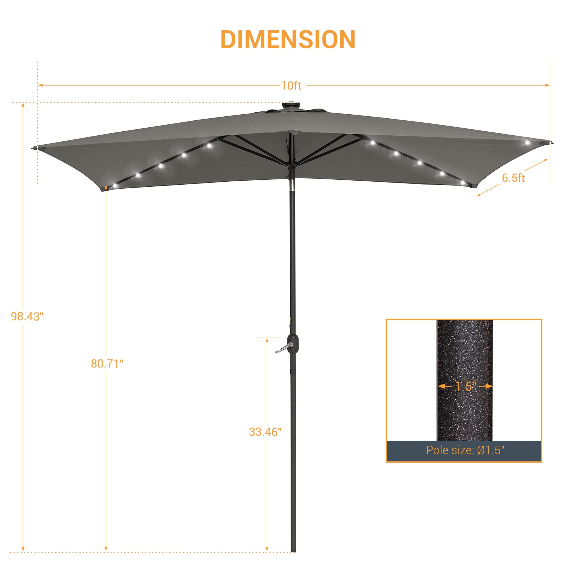 ACEGOSES 10-ft Aluminum Gray Push-button Tilt Market Patio Umbrella