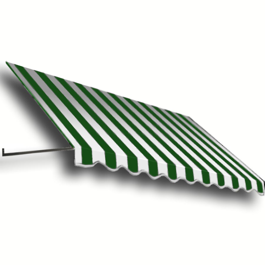 Awntech ER24-8FW Dallas Retro 100.5-in Wide x 48-in Projection x 24-in Height Fabric Forest/White Striped Fixed Window/Door Awning