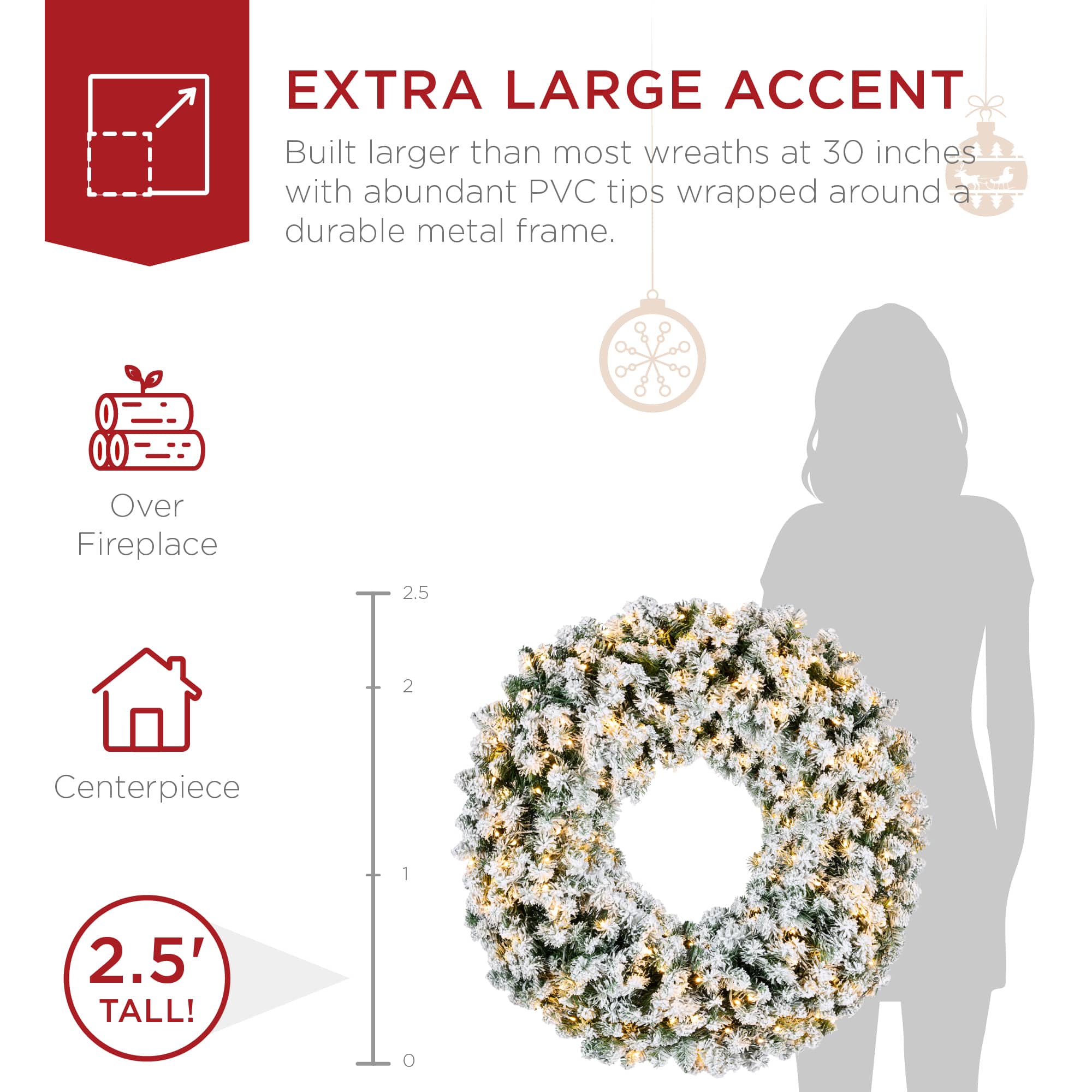 Best Choice Products SKY8226 Artificial-Christmas-Wreaths - View #3