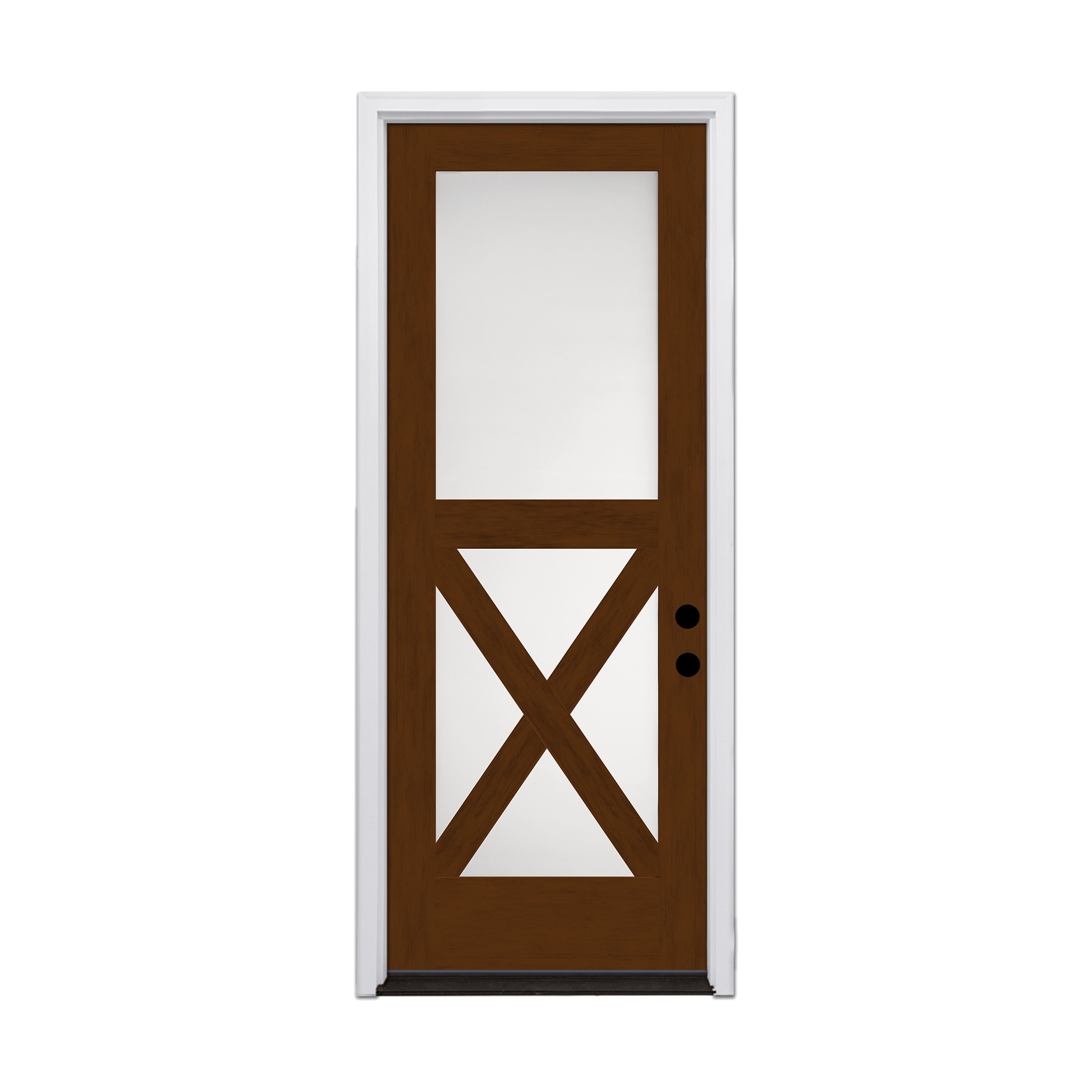 Therma-Tru 36-in x 96-in Fiberglass Full Lite Prehung Front Door with Brickmould Insulating Core