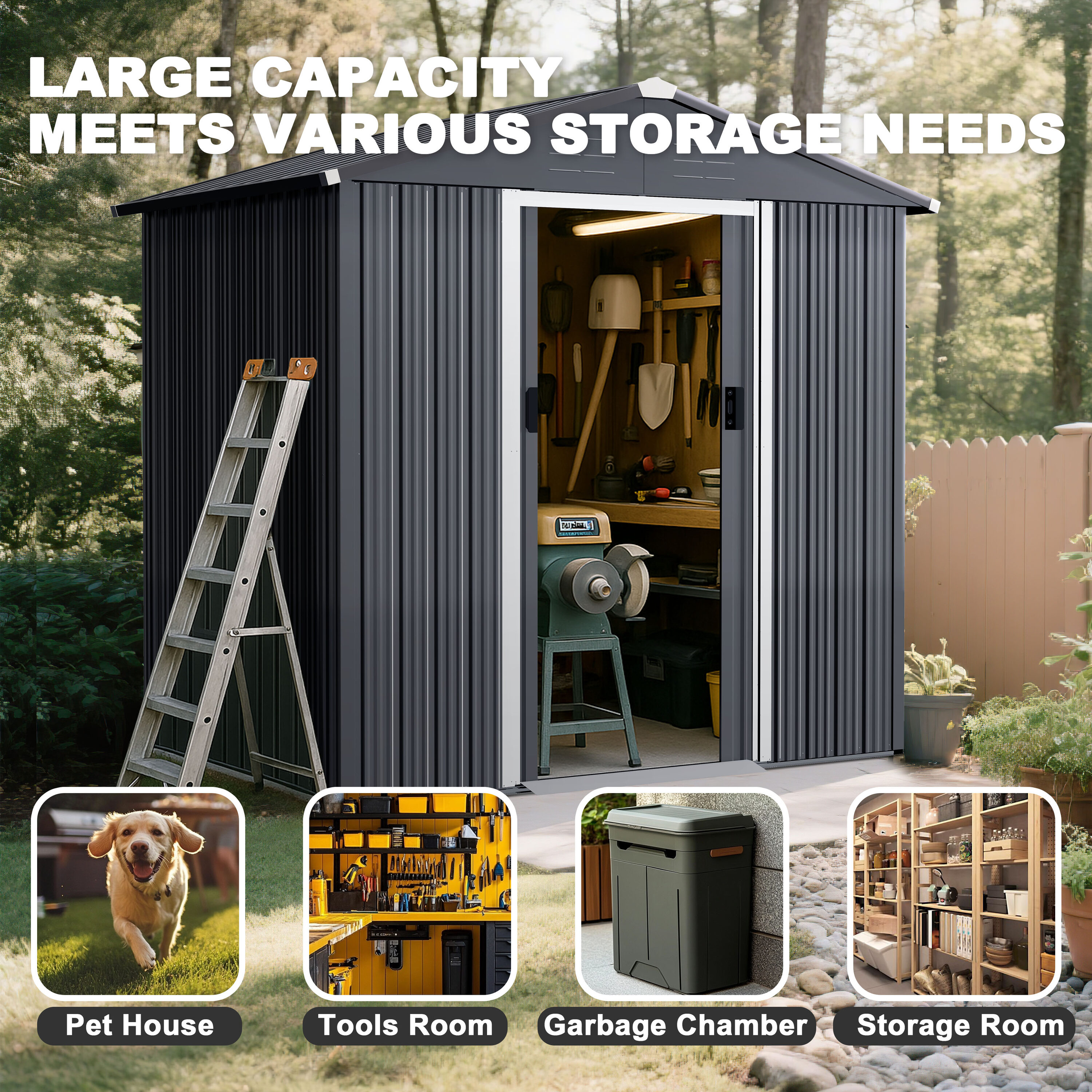 Nuu Garden G002-BK Metal-Storage-Buildings-Sheds - View #7