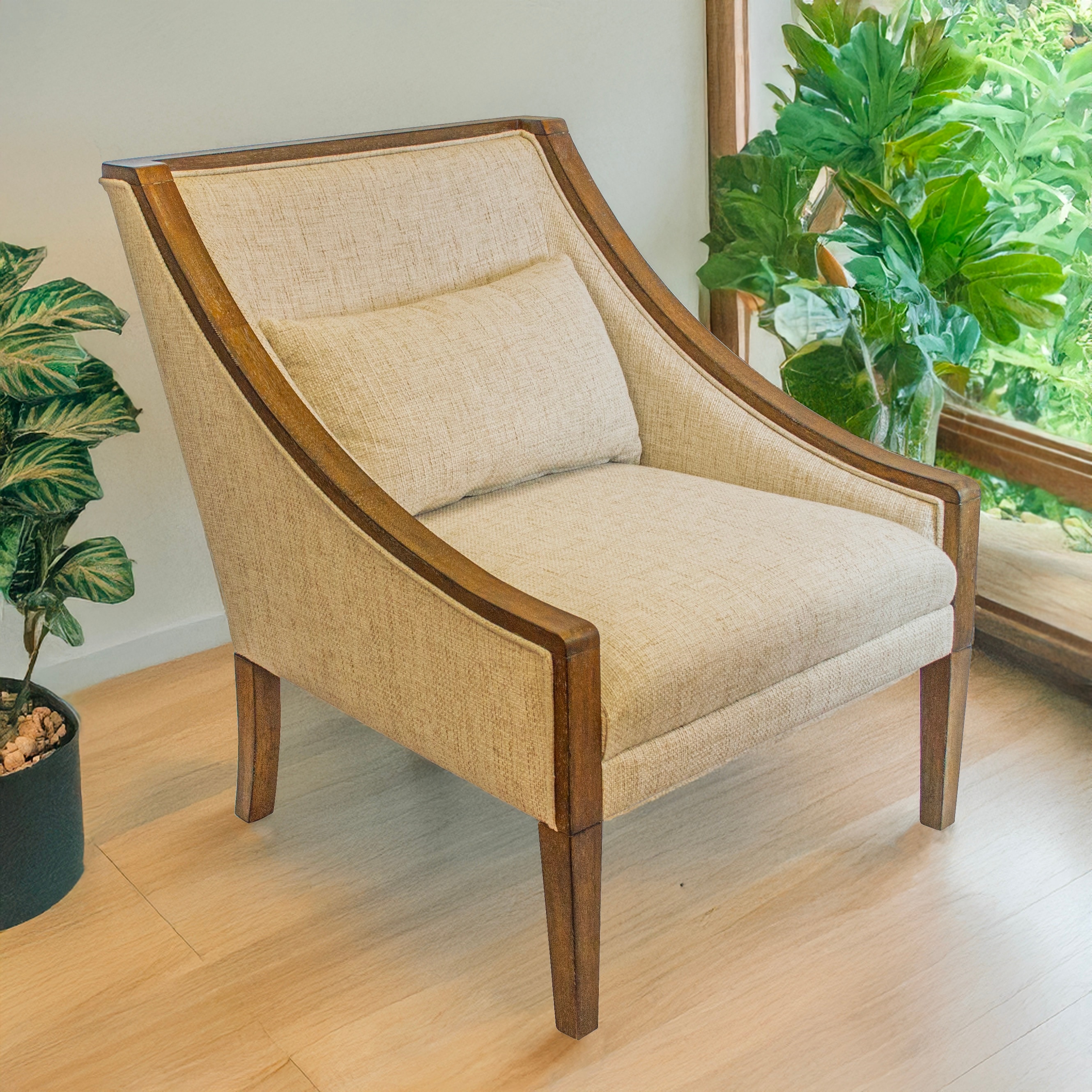 OSHOME DS305 Midcentury Desert Ivory Accent Chair