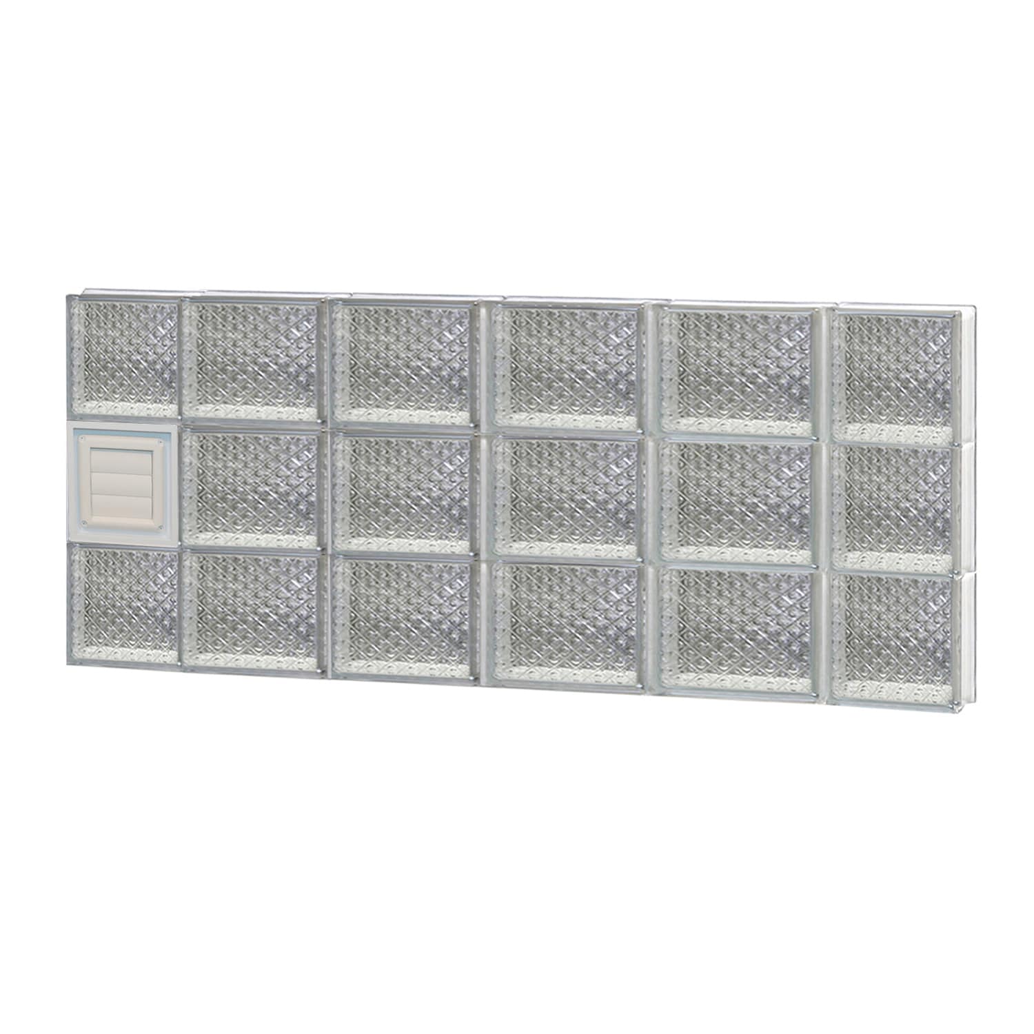 REDI2SET D4418DP Diamond Glass 42-1/2-in x 17-1/4-in Frameless Replacement Dryer vent Glass Block Window