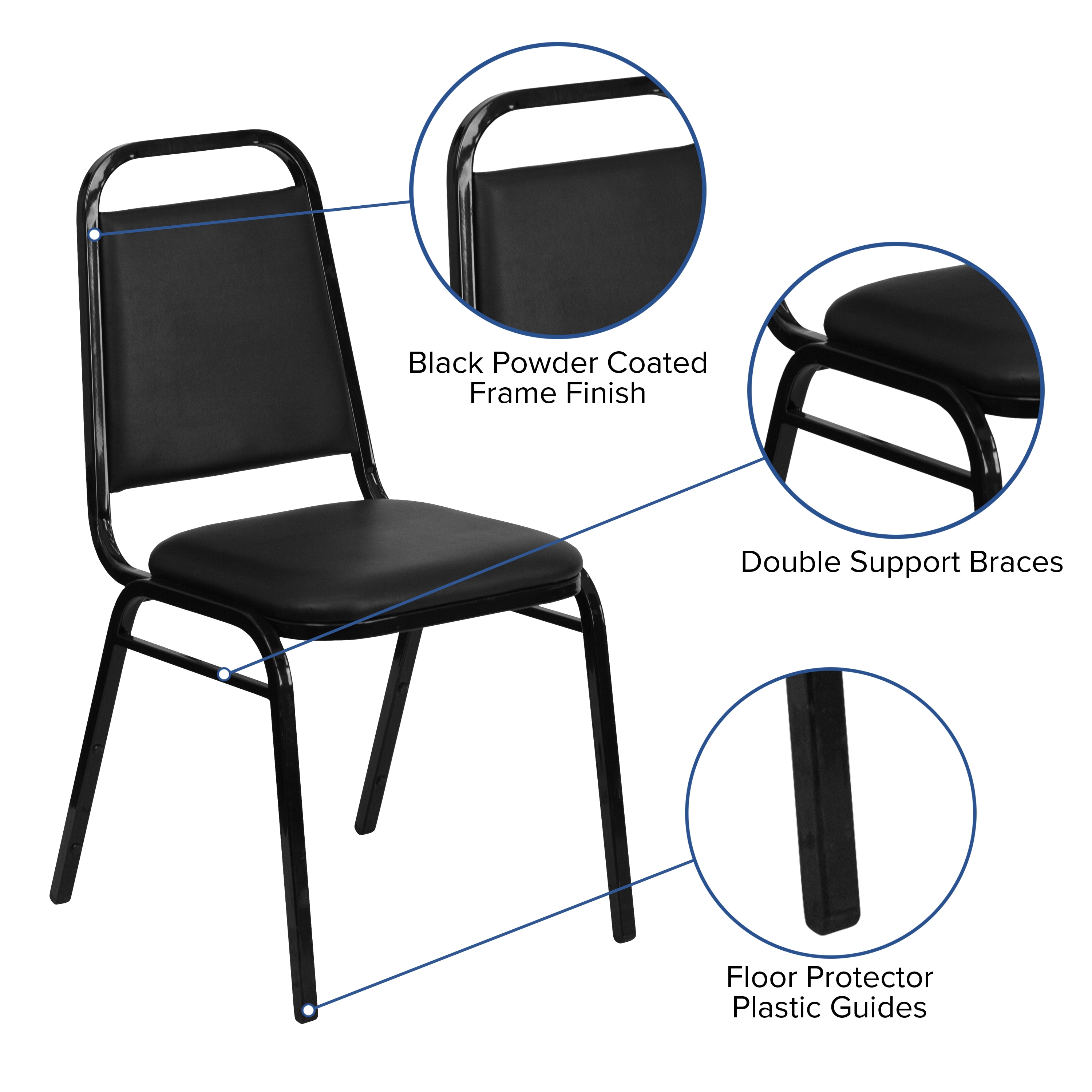 Elegant Black Vinyl Stacking Banquet Chair with Steel Frame