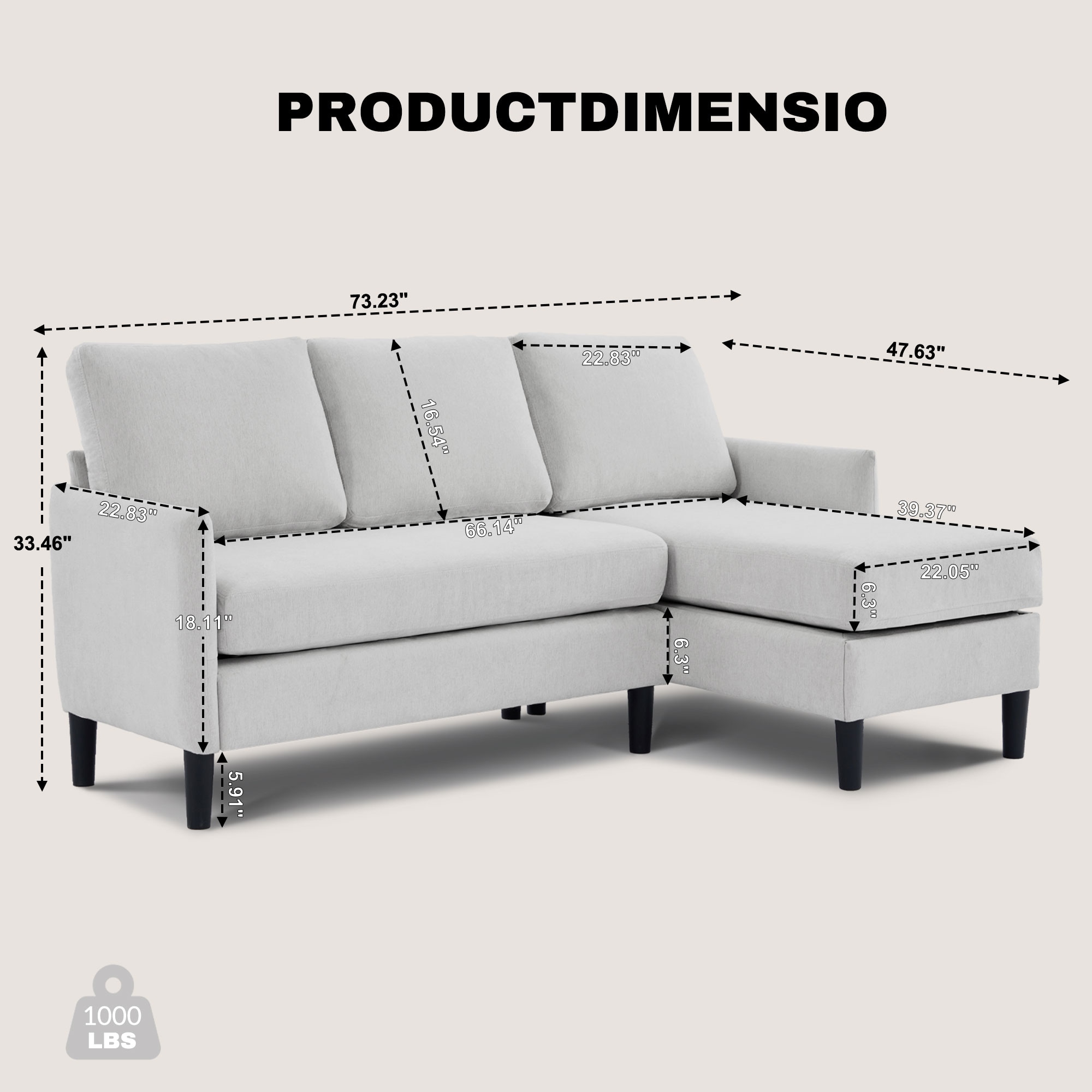VOUA SAF-MSLD2-BE Sofas-Loveseats - View #8