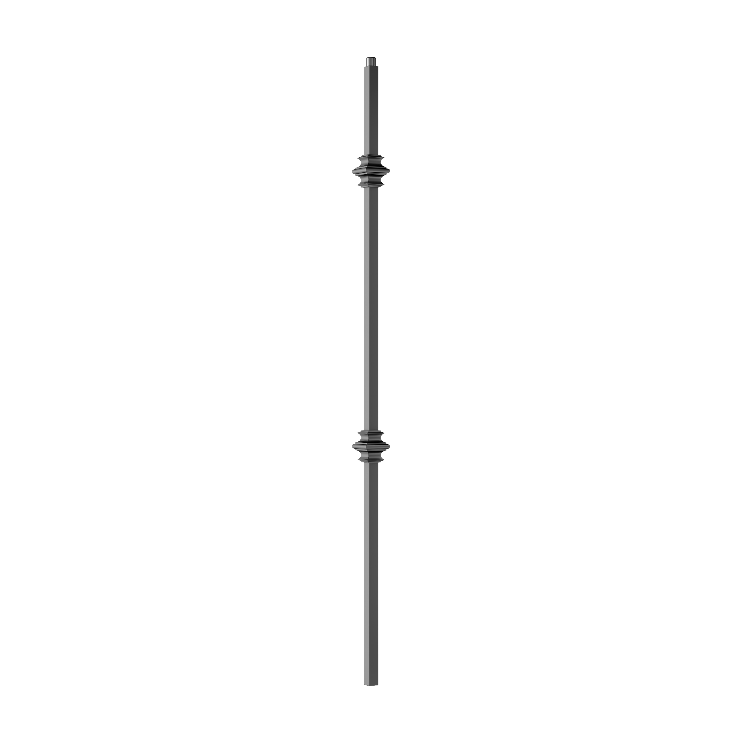 Crown Heritage 4582702FB44 44-in x 1.9685-in Satin Black Wrought Iron Pin Top Double Knuckle Stair Baluster