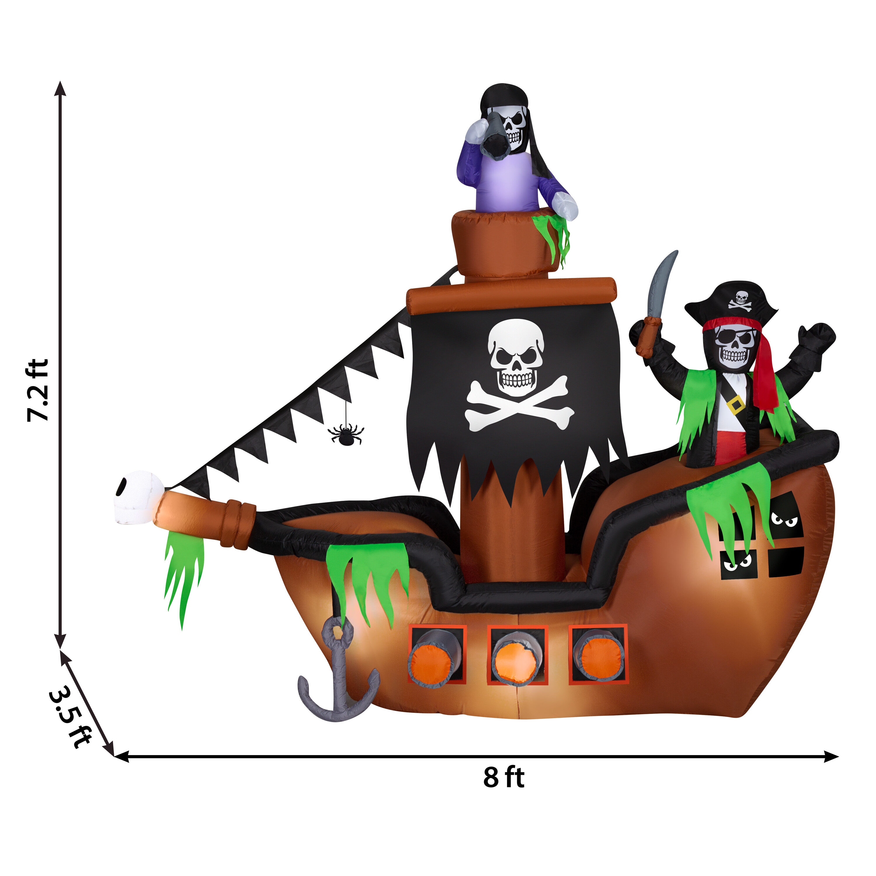 Haunted Living 7.19-ft Pre-Lit Pirate Ship Inflatable in the ...