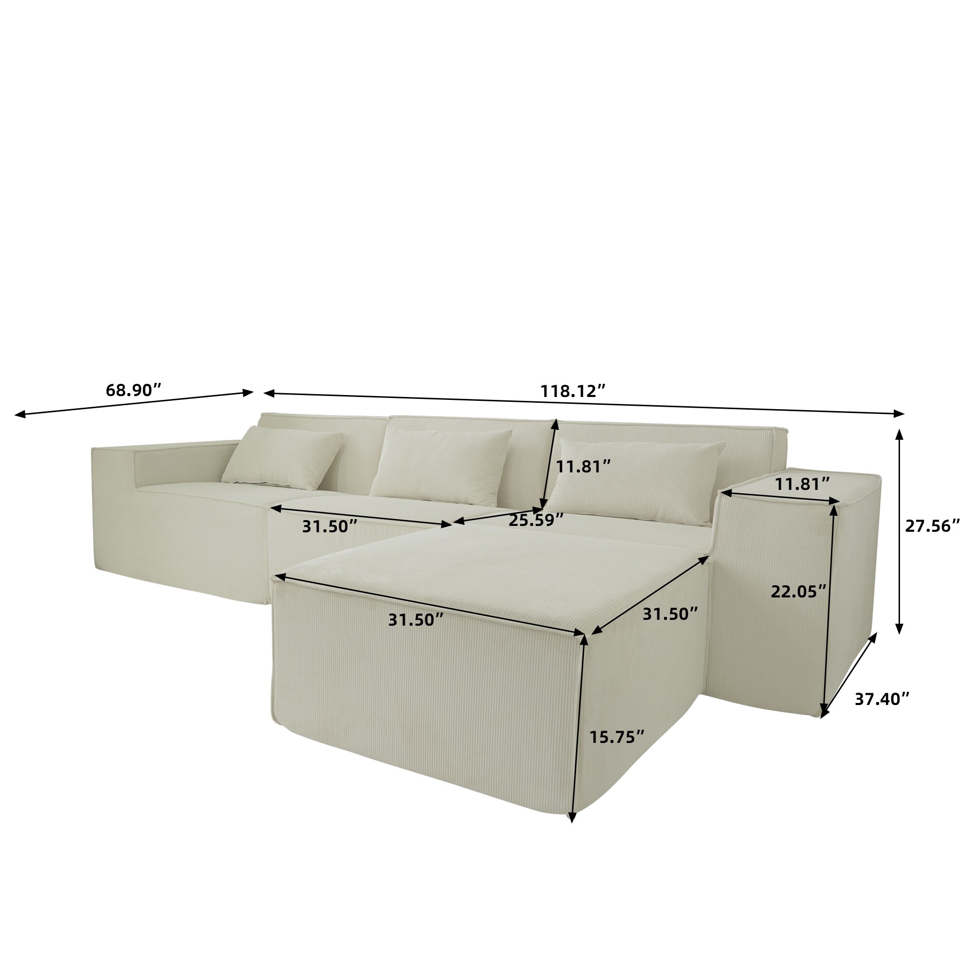 BuotiqHom DH-SF3+1-130BE Sofas-Loveseats - View #3