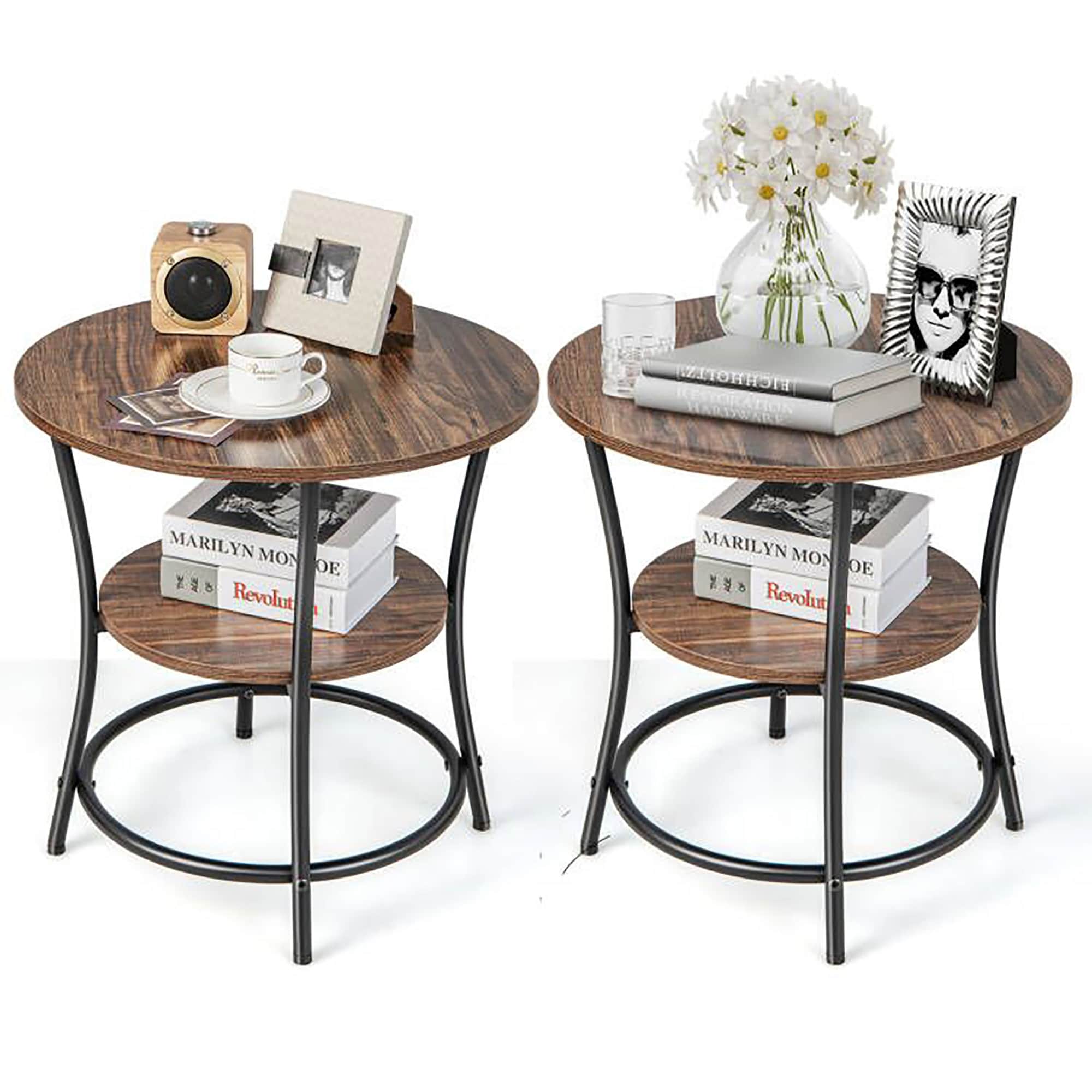 Goplus LWS00284 21.5-Inches W x 22-Inches H Brown Wood Rectangular Modern End Table Assembly Required