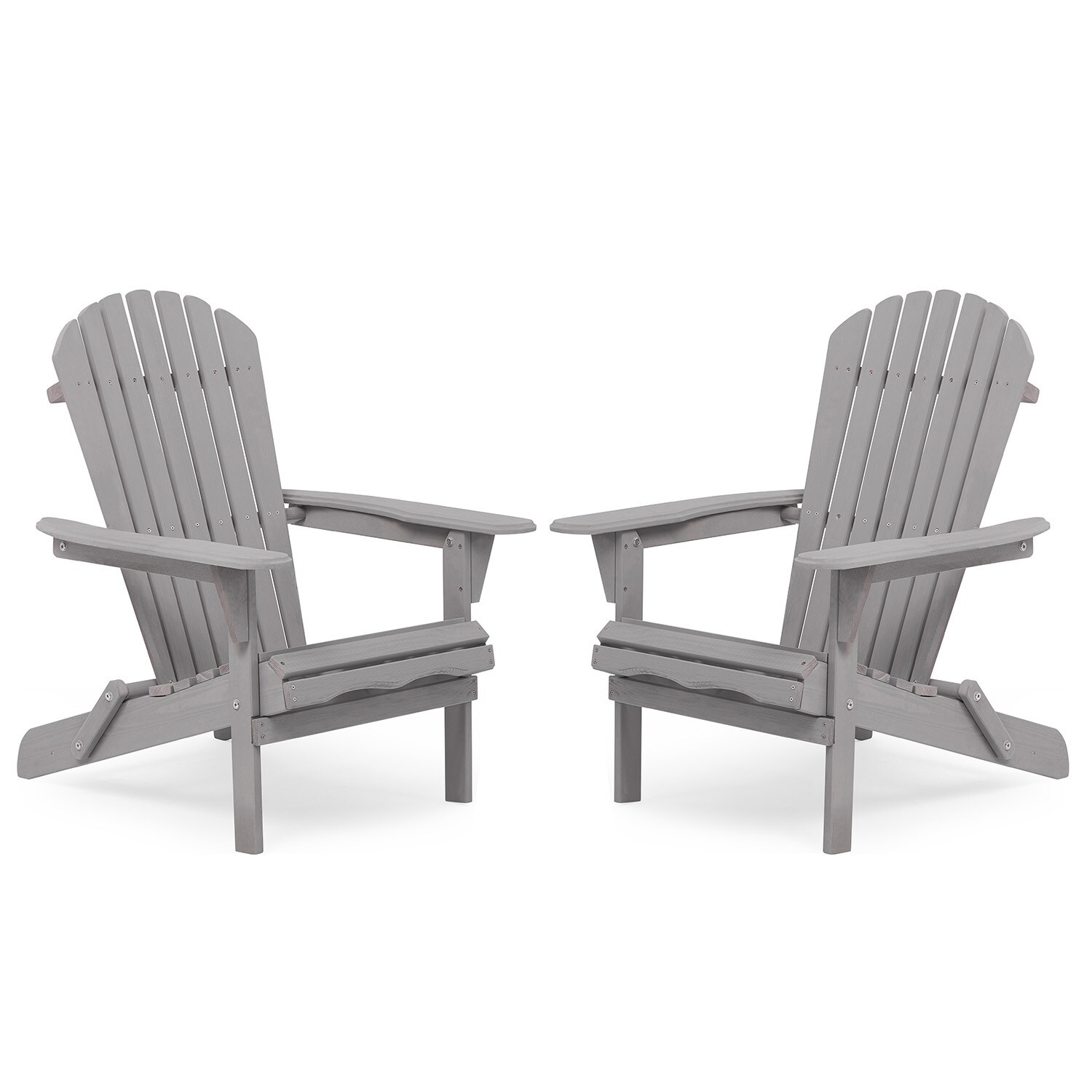 Bybafun YB3100001 Set of 2 Gray Wood Frame Stationary Adirondack Chair with Slat Seat