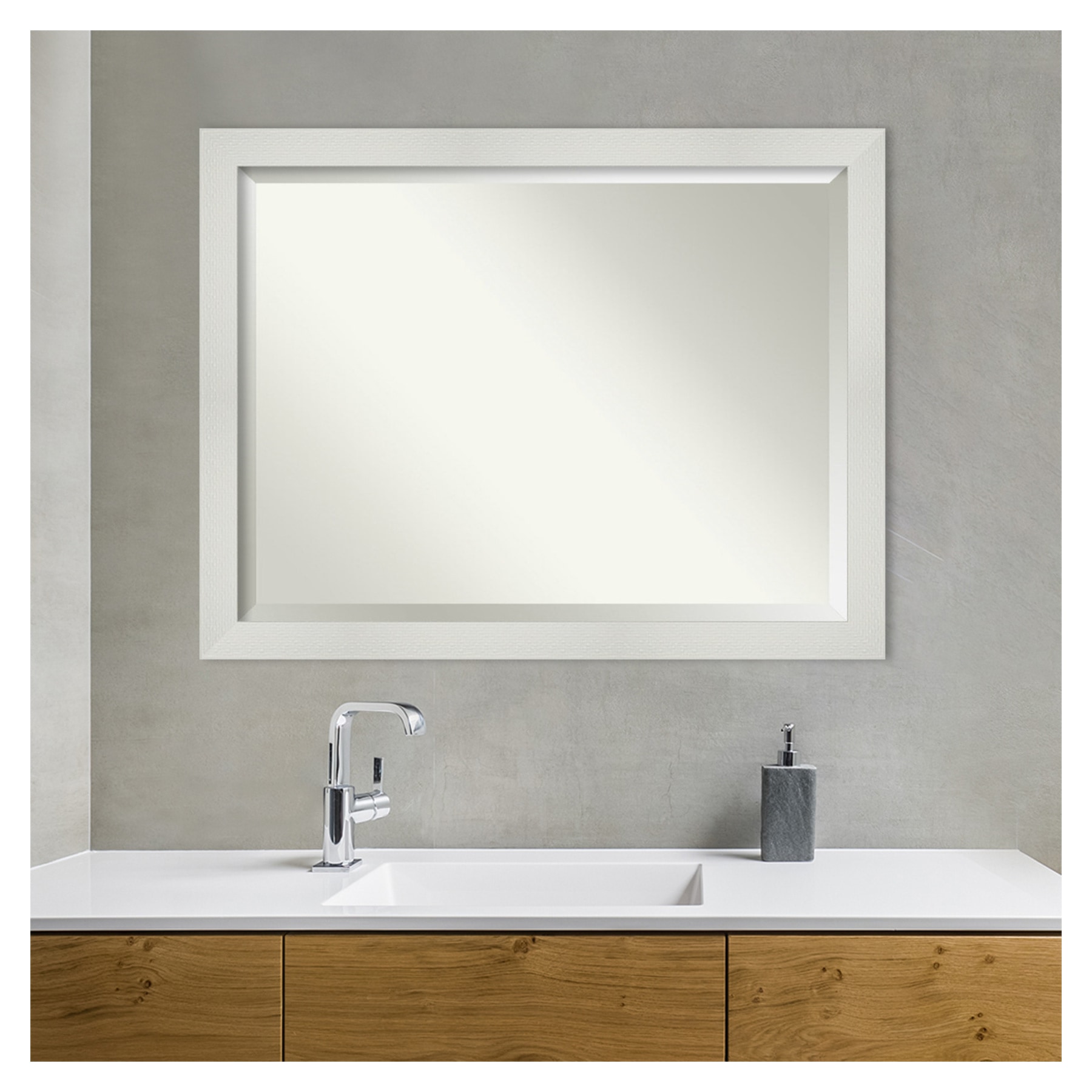 Mosaic White Frame Rectangular Bathroom Vanity Mirror