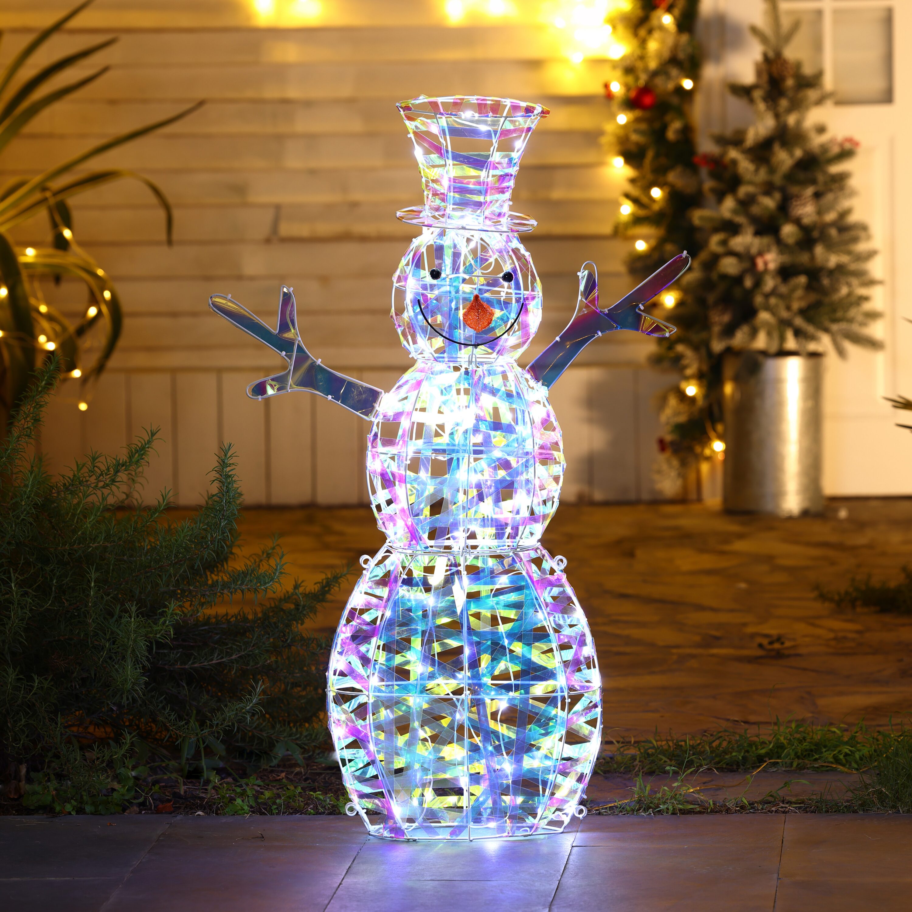 LuxenHome 41.8-in Snowman Yard Decoration with White LED Lights at 