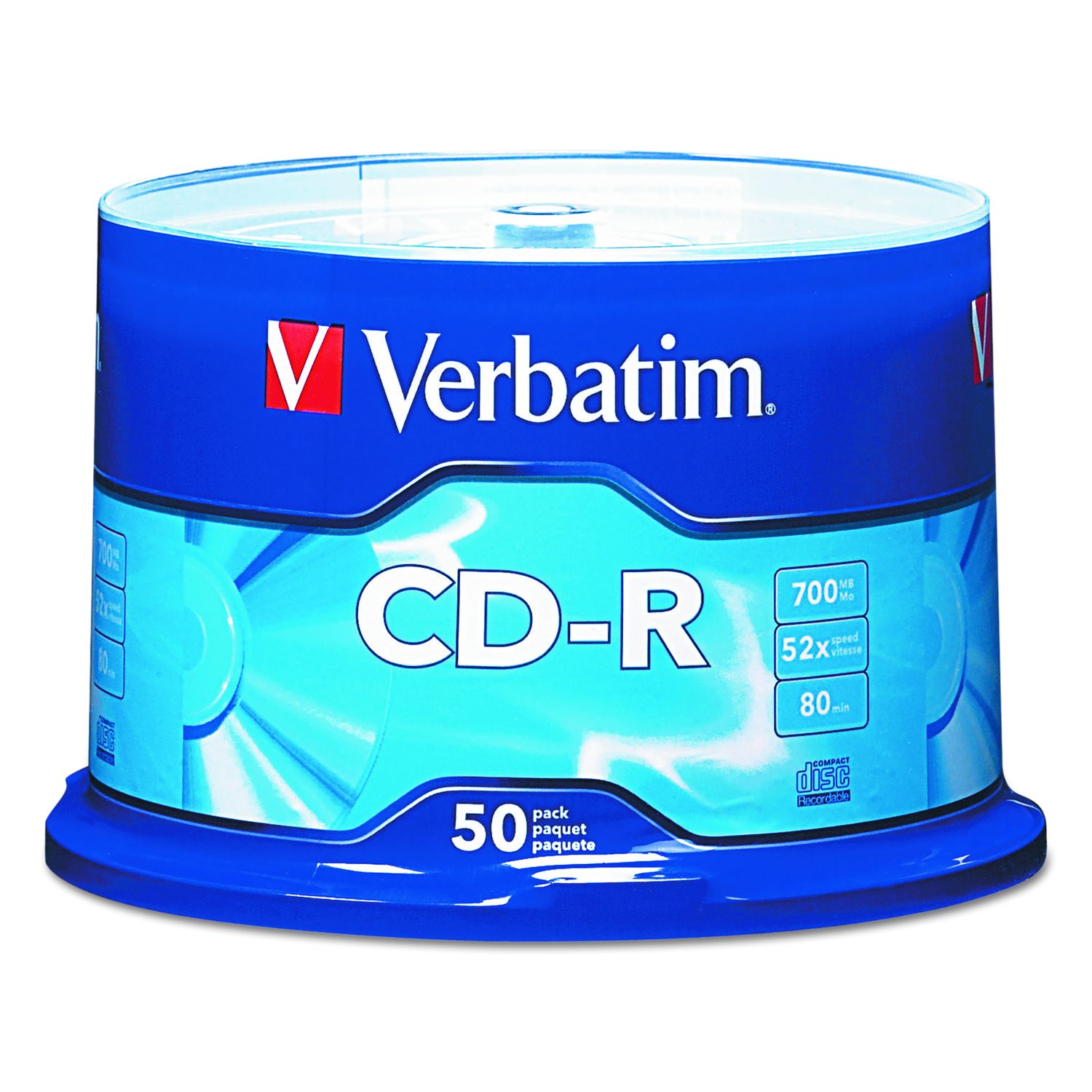 Verbatim CD-R Recordable Disc 700 MB/80min 52x Spindle Silver 50/Pack