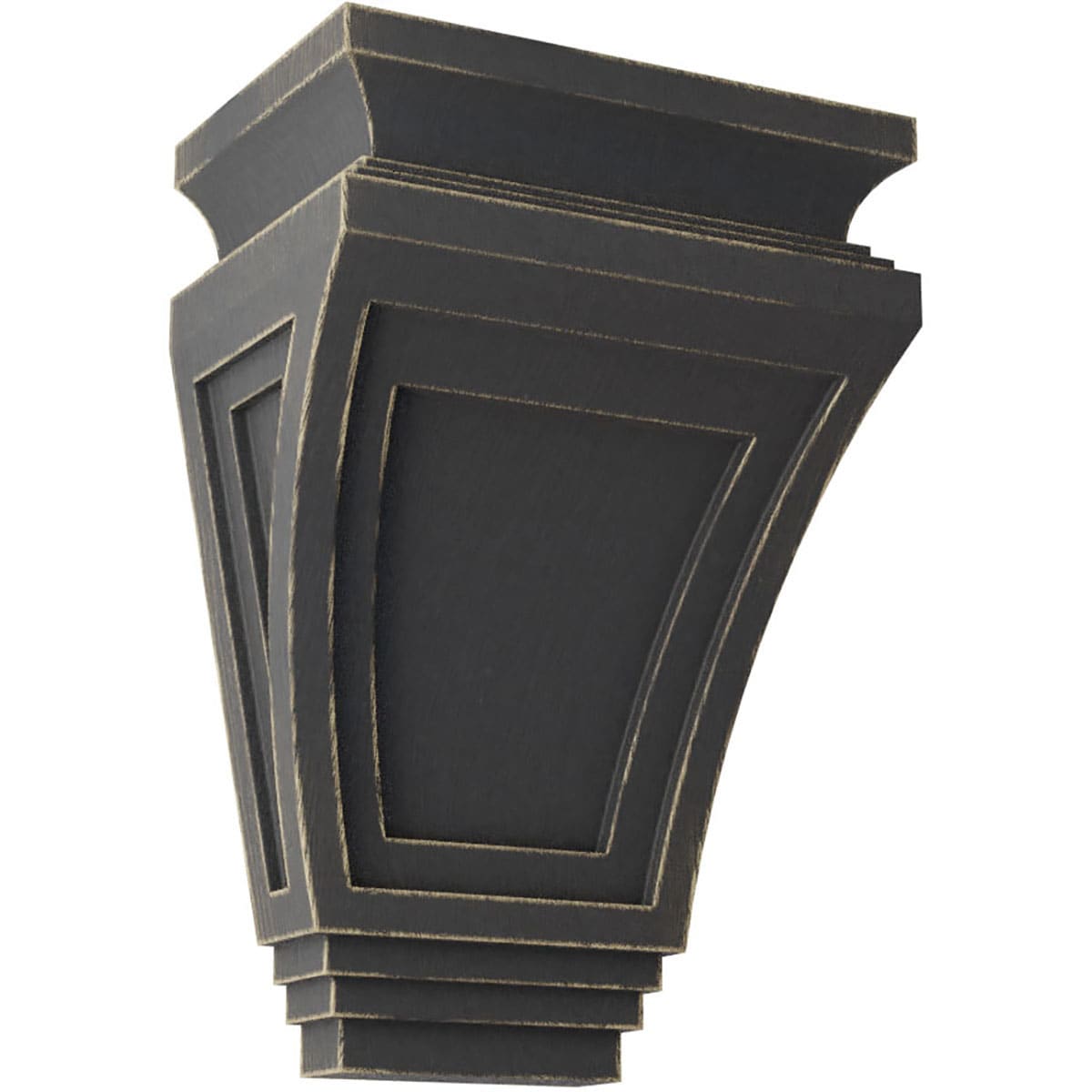 Ekena Millwork CORWD06X04X09ARBL 6-in x 4-in x 9-in Vintage Decor Finished Rubberwood Black Wood Paintable/Stainable Corbel