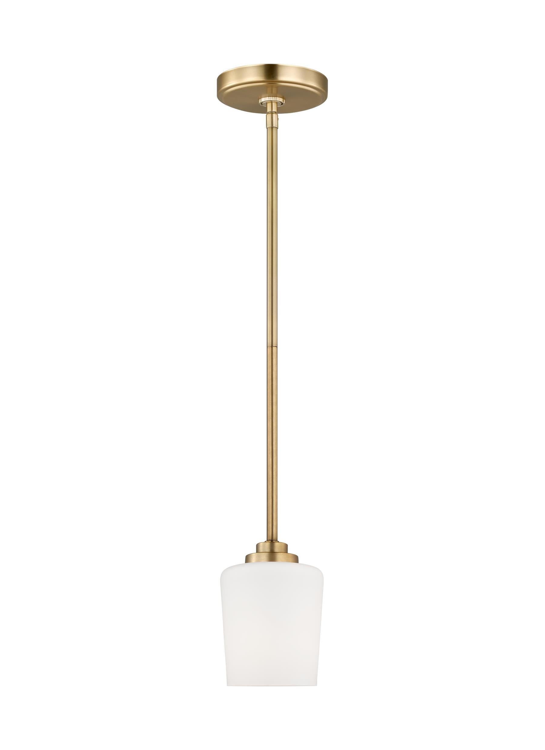 Generation Lighting 6102801-848 Windom Satin Brass Transitional Etched glass Cylinder Medium Hanging Pendant light