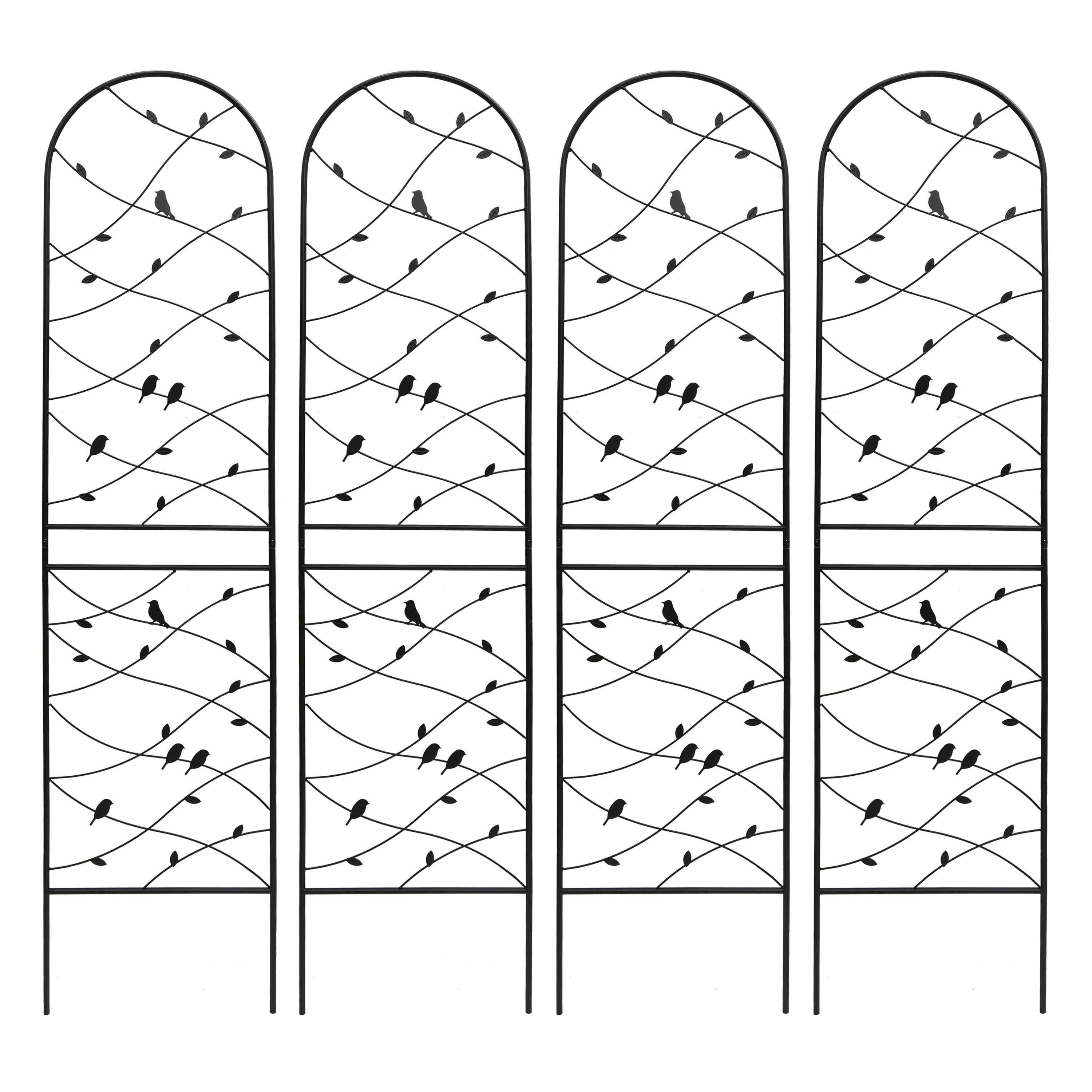 Kahomvis 4 Pack Metal Garden Trellis 19.7-in W x 86.7-in H Black Iron Garden Trellis For Climbing Plants For Cucumbers For Roses For Tomatoes #G243-QPGDLIFE-13