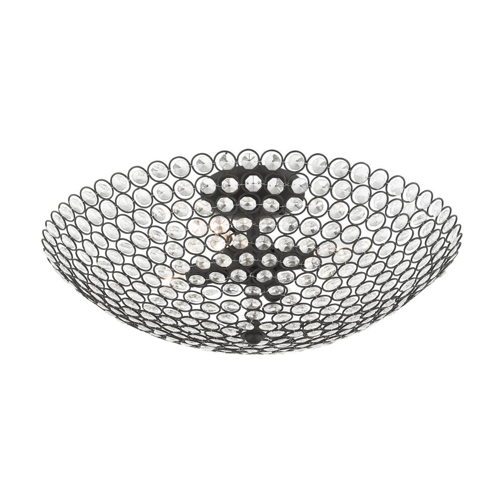 Cassandra Crystal Bowl 4-Light Black Semi-Flush Mount