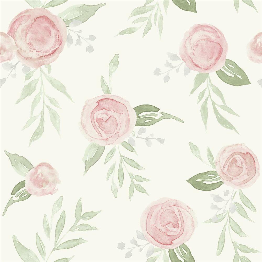 Magnolia Home MK1128 56-sq ft Coral Paper Floral Prepasted Soak and Hang Wallpaper